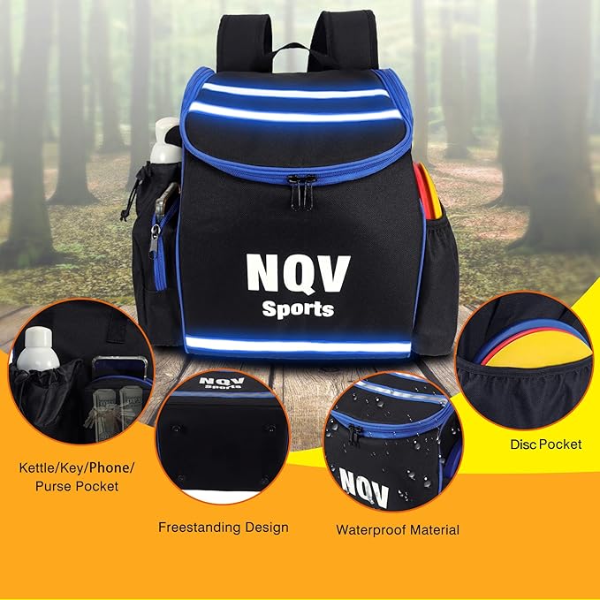NQV Disc Golf Set with Backpack,Disc Golf Beginner Set,12 Pack Flying Discs with Putters Drivers Mid Ranges+1 Blue Disc Golf Bag Fluorescent Portable Outdoor Indoor