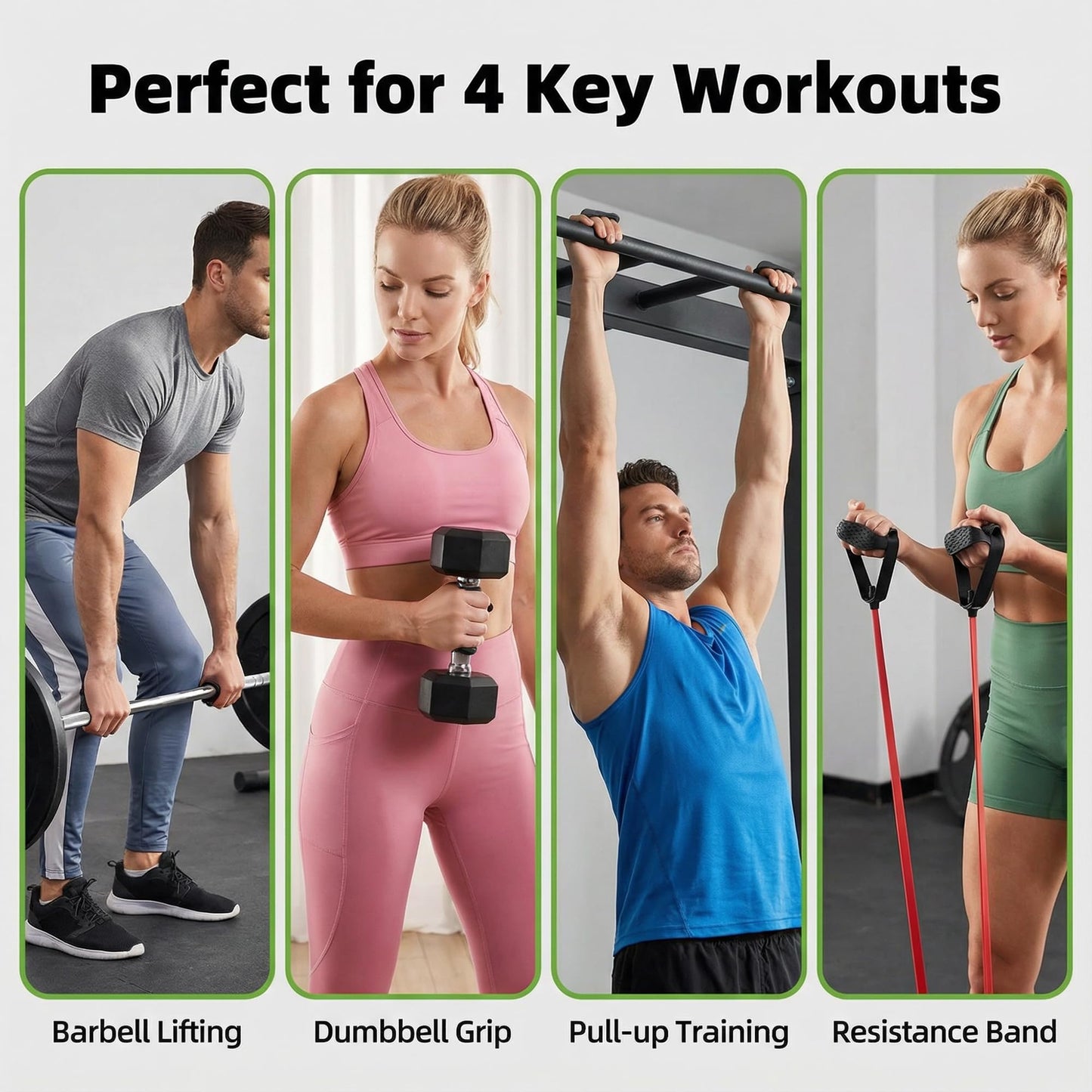 Li&Zhao Workout Grips - Anti-Slip Ergonomic Silicone Lifting Grips with Gym Grips Anti-Slip Technology, 4-Piece Gym Hand Protector for Weight Lifting, Pull-Ups, Gloves for Women and Men