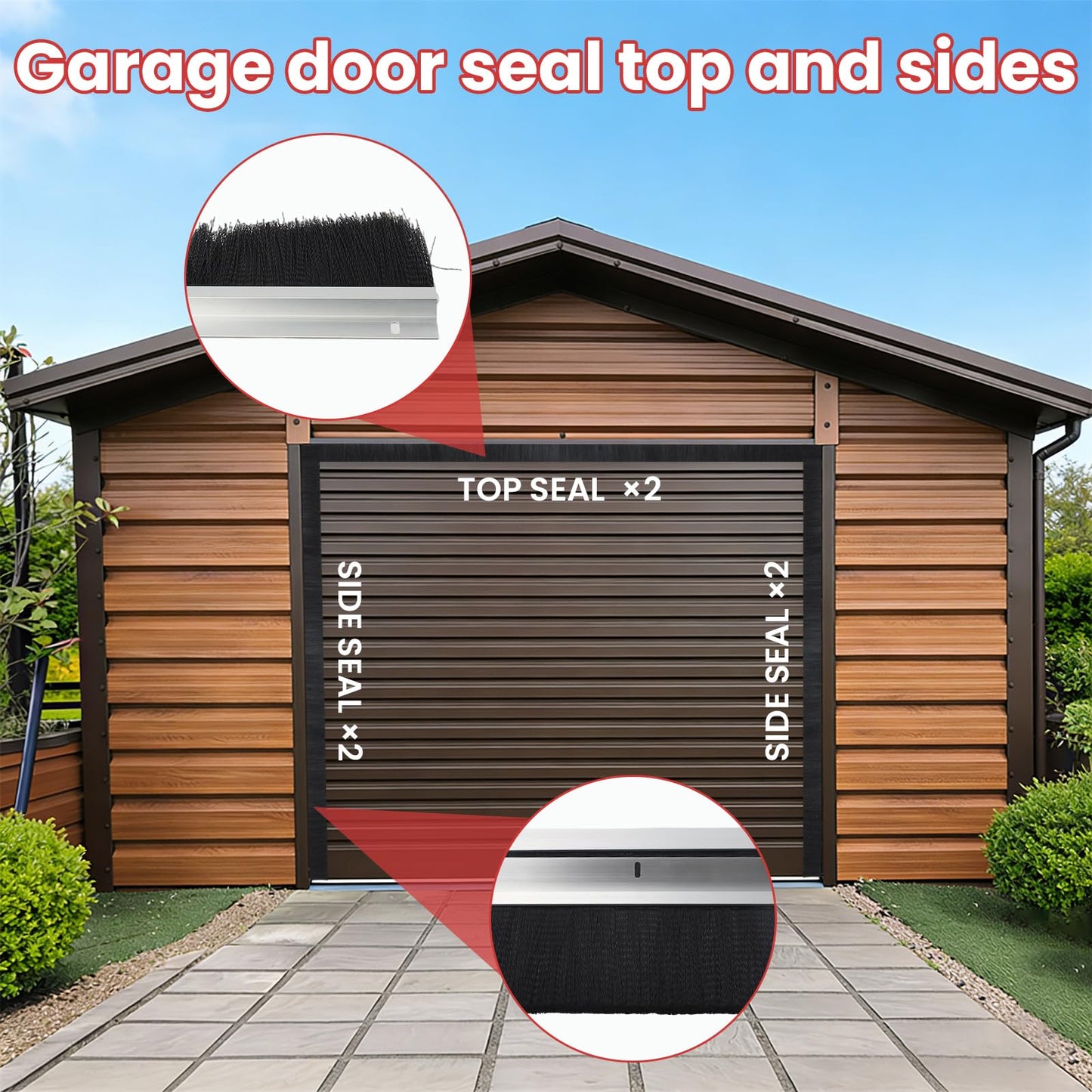 Roll up Door Brush Seal,10 x 10ft Garage Door Brush Seal Kit, 3" High-Density Nylon Brush with Aluminum Track, Easy Mounting, Complete Top and Side Seal Set for Warehouse/Commercial