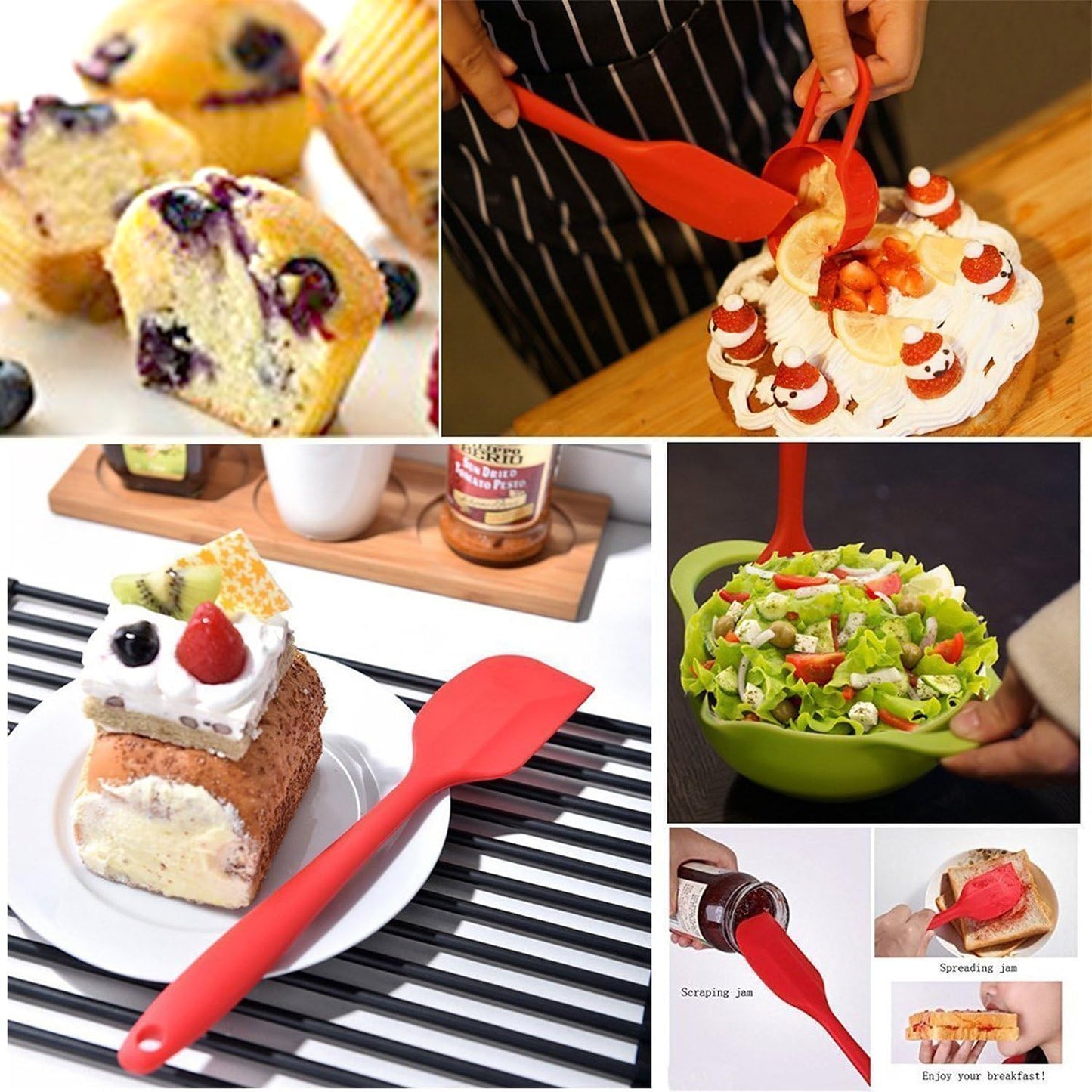 Skiennix Silicone Spatulas - 11-Inch Heat Resistant Non-Stick Baking Tool Set | 4-Piece Flexible Scrapers