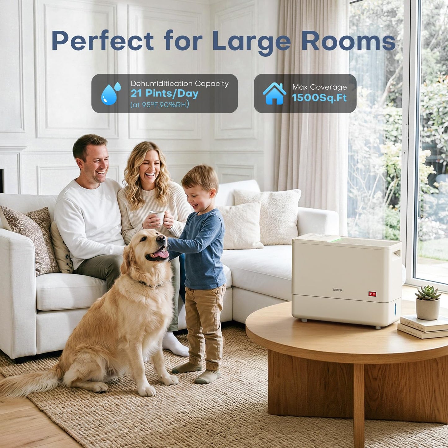 1,500 Sq. Ft Dehumidifier for Basement, 21 Pints Basement Dehumidifier with Drain Hose, Large Dehumidifiers for Home, RV, Bathroom, Bedroom - 1.2 Gallons(4.5L) Water Tank, 3 Modes, 24-Hour Timer
