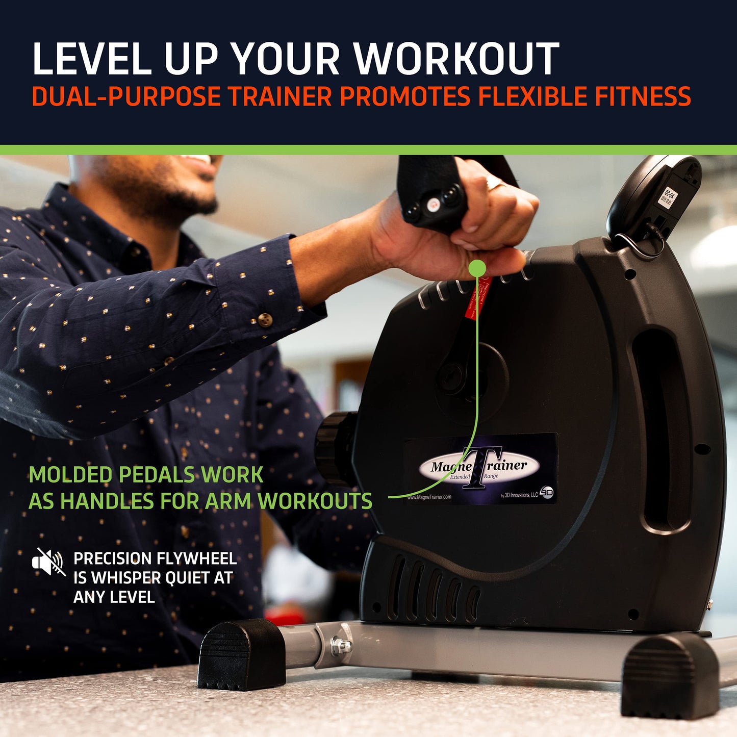 DeskCycle MagneTrainer-ER Mini Exercise Bike with Ultra-Smooth Magnetic Resistance, Arm and Leg Exerciser for Joint Mobility, Circulation, and Recovery, Black (DSK-SPO-MGTRAINER)