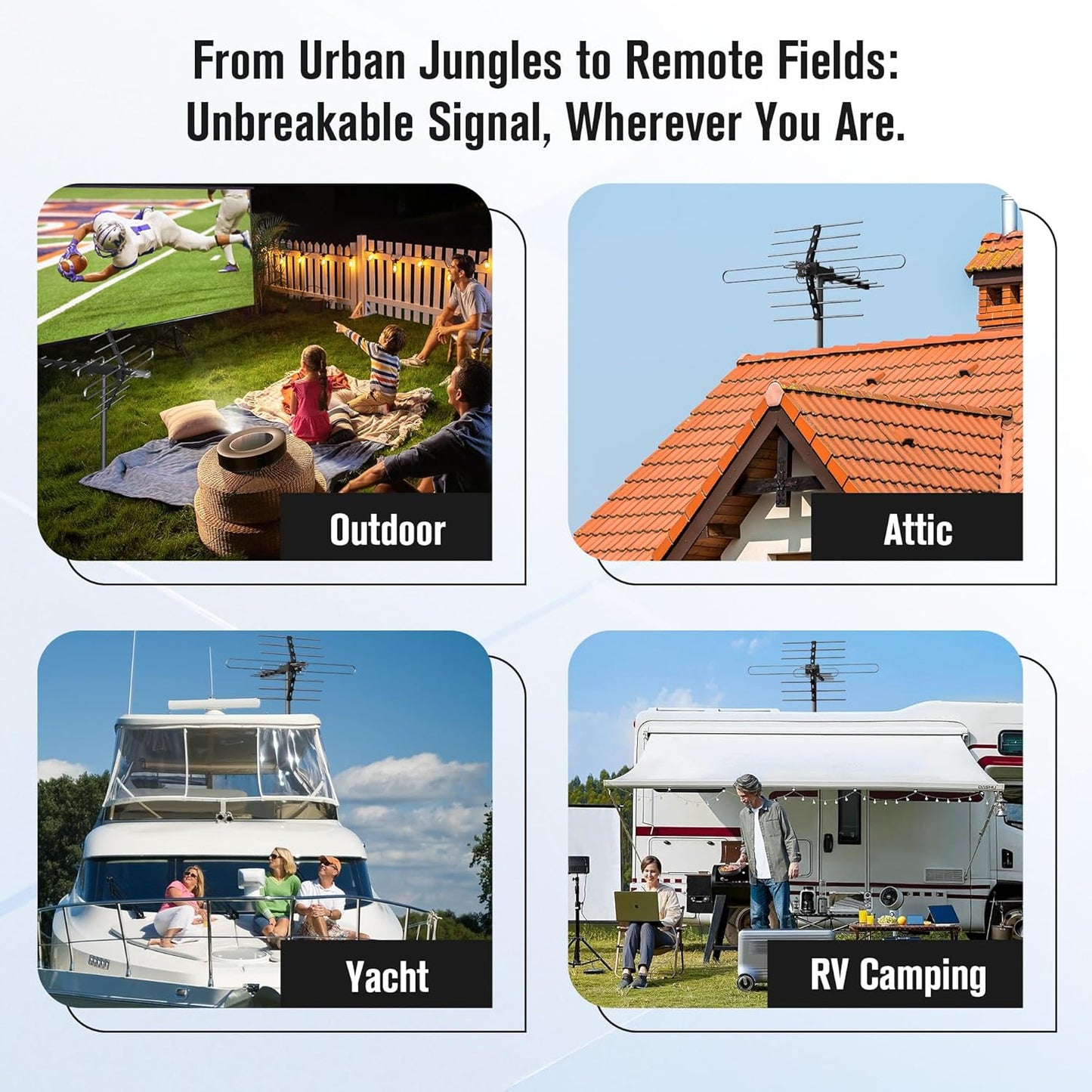 Mornixol 70-Mile 4K, 1080P, Outdoor TV Antenna, Range Digital TV Antenna, Easy No-Tools Installation