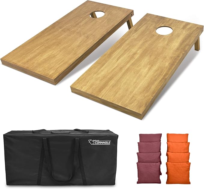 GoSports 4 ft x 2 ft Regulation Size Wooden Cornhole Boards Set - Includes Carrying Case - Full Regulation Size Bean Bag Toss Boards