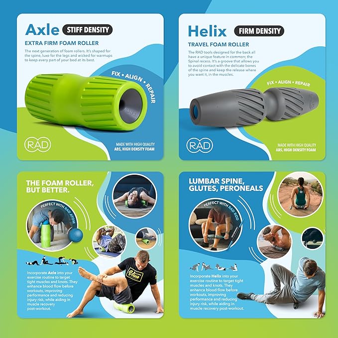 RAD Back Relief Massage Set ??Myofascial Release Bundle for Back Pain, Muscle Recovery, and Mobility - Includes Exercise Foam Rollers, XL Peanut Massage Ball, and Neuro Ball Foot Roller