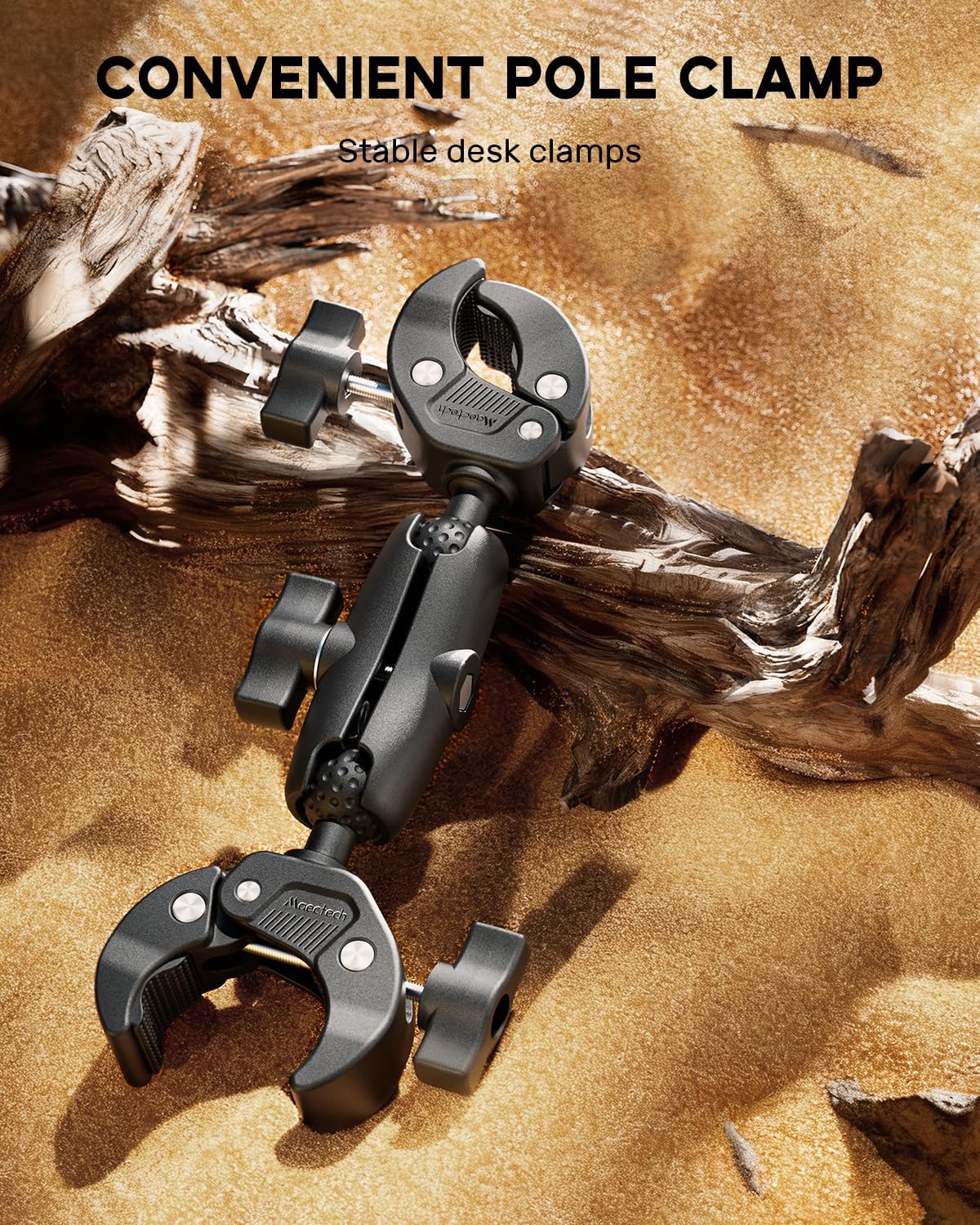 Maectech Double Super Clamp Mount Umbrella Clamp Motorcycle Camera Pole Mount Desk Holder Accessories