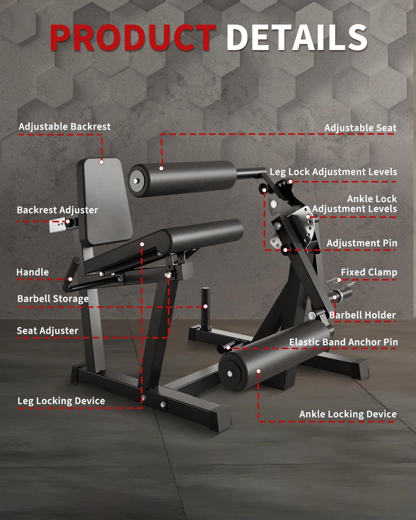 GarveeLife Leg Extension and Curl Machine, 700LBS Capacity Leg Extension Machine, Adjustable Leg Curl Machine, 4-in-1 Leg Workout Machine, Home Gym Weight Machine for Lower Body Exercise, Black