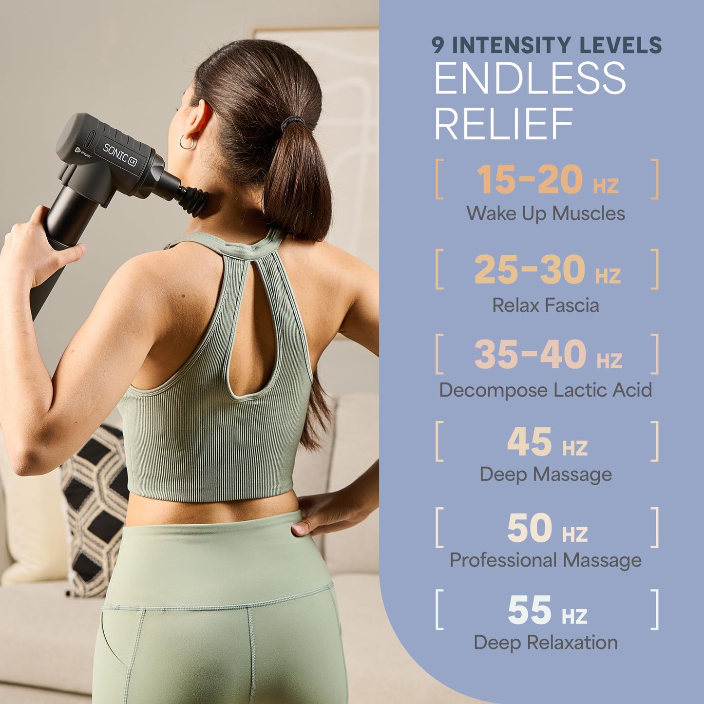 LifePro Sonic LX Athletic Heated Massage Gun – Deep Tissue Portable Massager for Muscle Recovery - 9 Speed & 10 Heads Massage Gun - Rechargeable Percussion Massager for Athletes & Sports Enthusiasts
