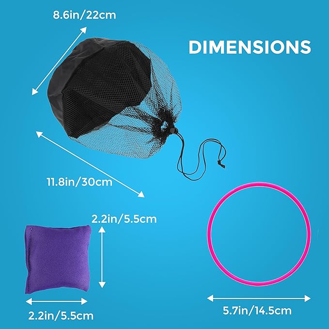 CircleCraft 53 Pcs. Plastic Cones and Rings Games Ring Toss Games for Adults Carnival Games Potato Sack Race Bags Egg & Spoon Bean Bag Birthday Party Outdoor Games for Family Party