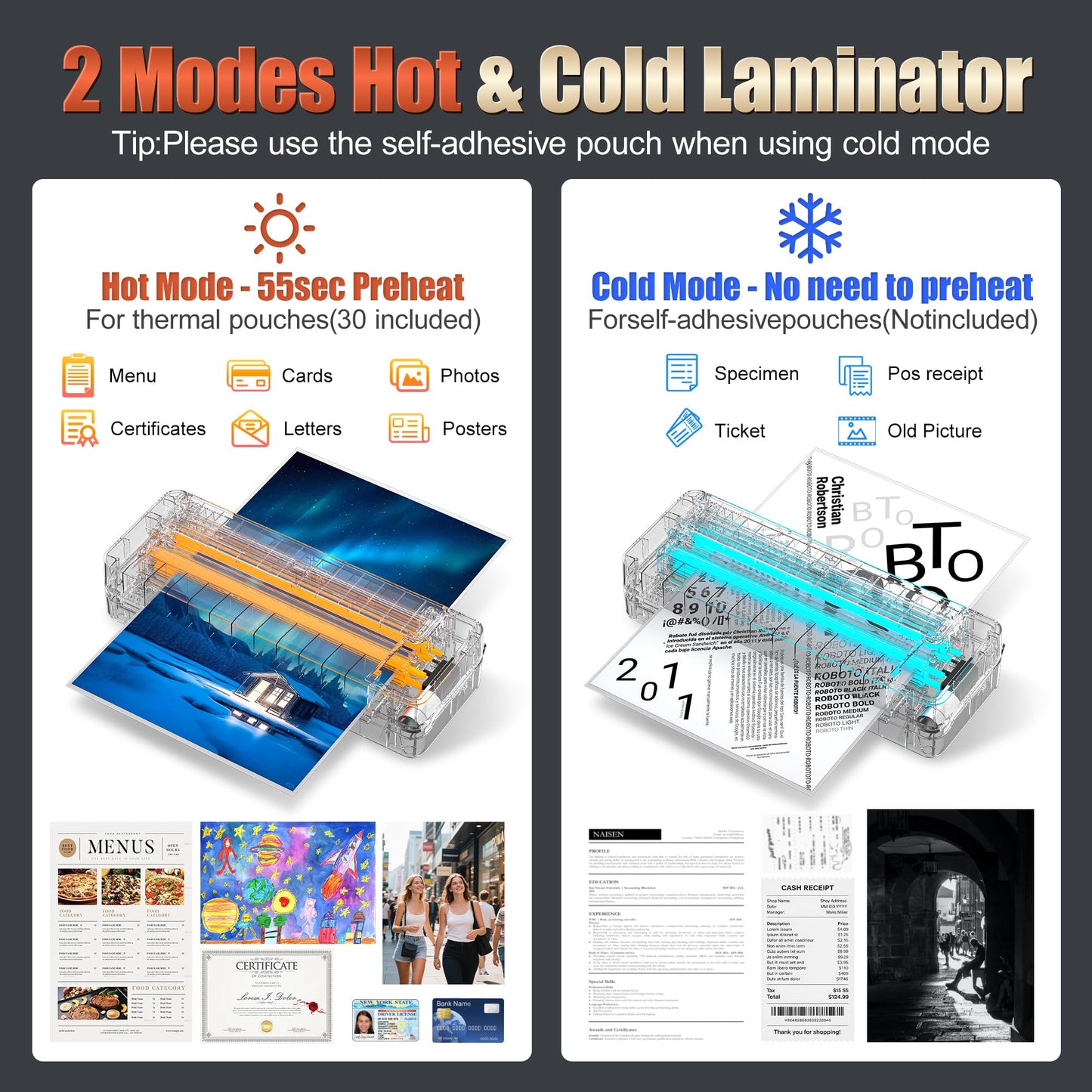 Commercial Laminator Machine 13 Inch 4-Roller, 55s Fast Warm-Up Never-Jam Lamination Machine, 3-10 Mil Thickness, Supports 11x17 & A3 Document Laminating, Includes 30 Laminating Sheets White