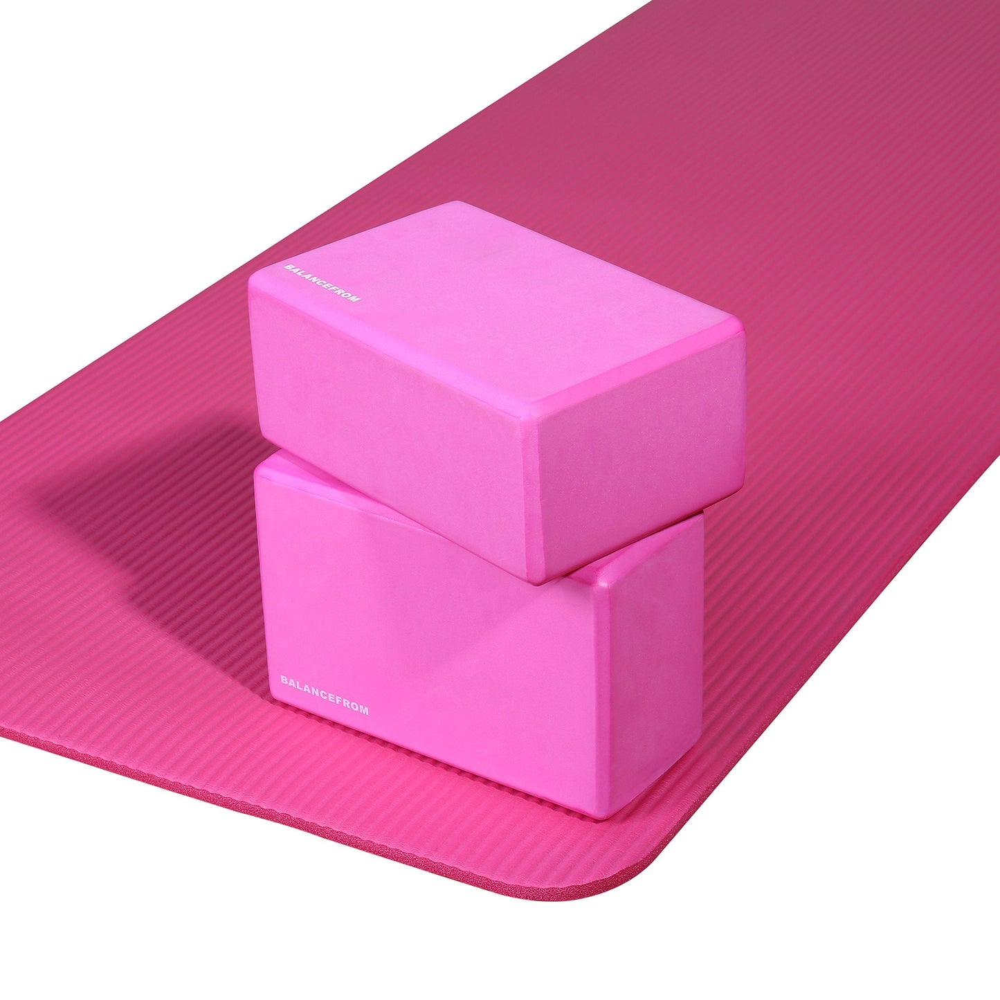 Fitvids Set of 2 High Density Yoga Blocks, 9"x6"x4" Each, Pair (Pink)