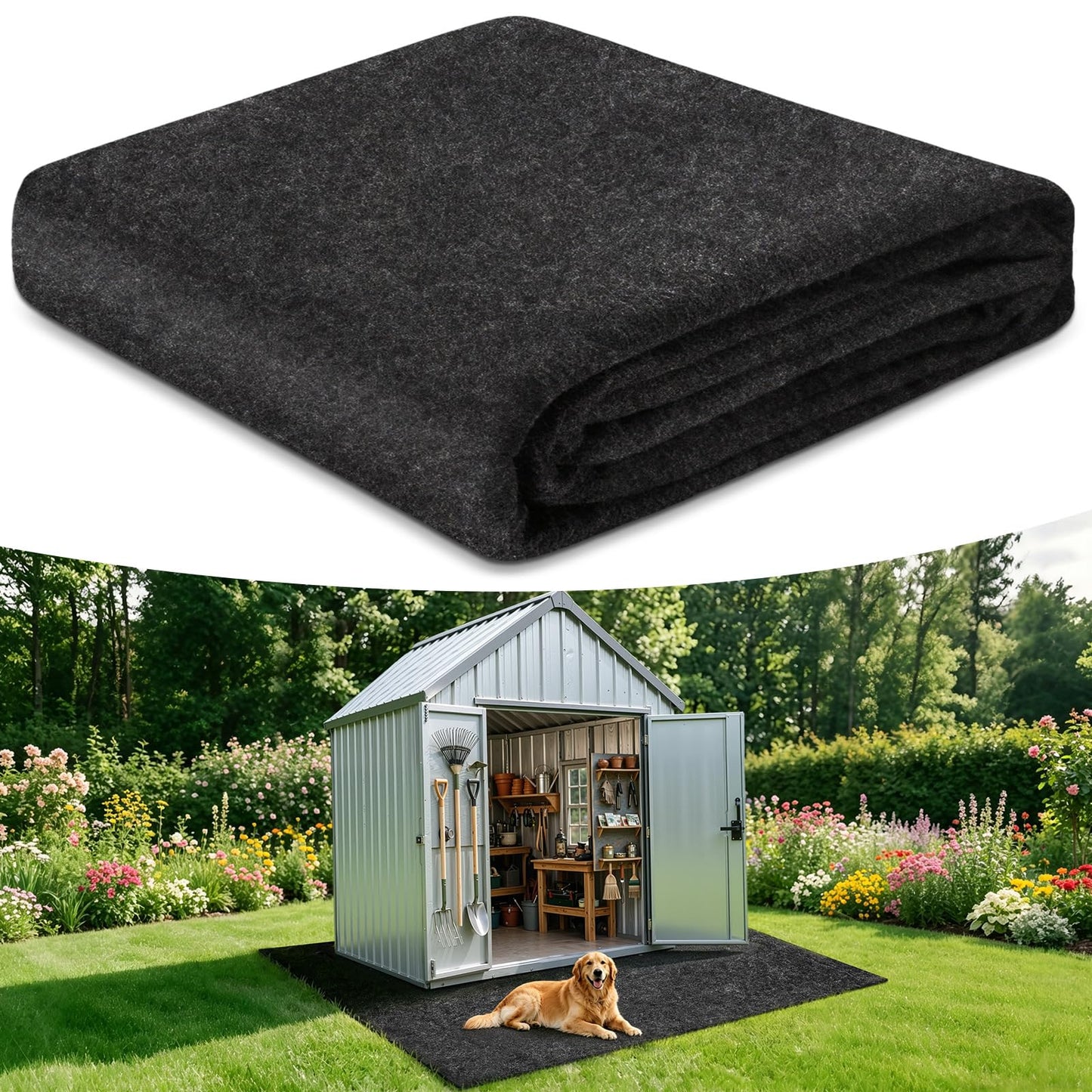 All-Weather Shed Floor Mat - for Outdoor Storage Shed and Shed with Floor, 2.5mm Thick Waterproof Design, Non-Slip, Long-Lasting Protection (5.2 * 3.2ft)