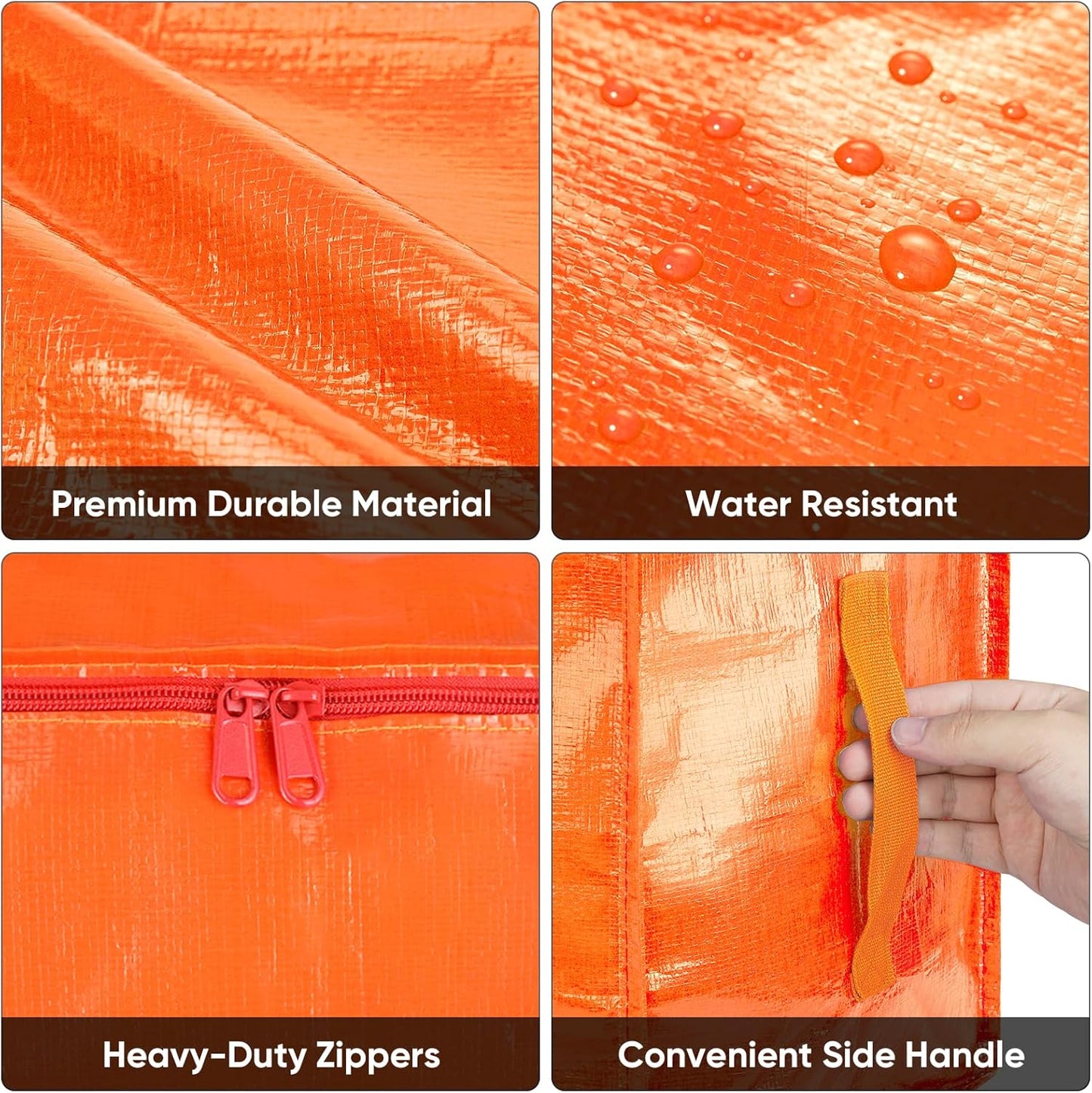 BALEINE 8-Pack Oversized Moving Bags - Heavy-Duty Storage Totes with Reinforced Handles | Orange