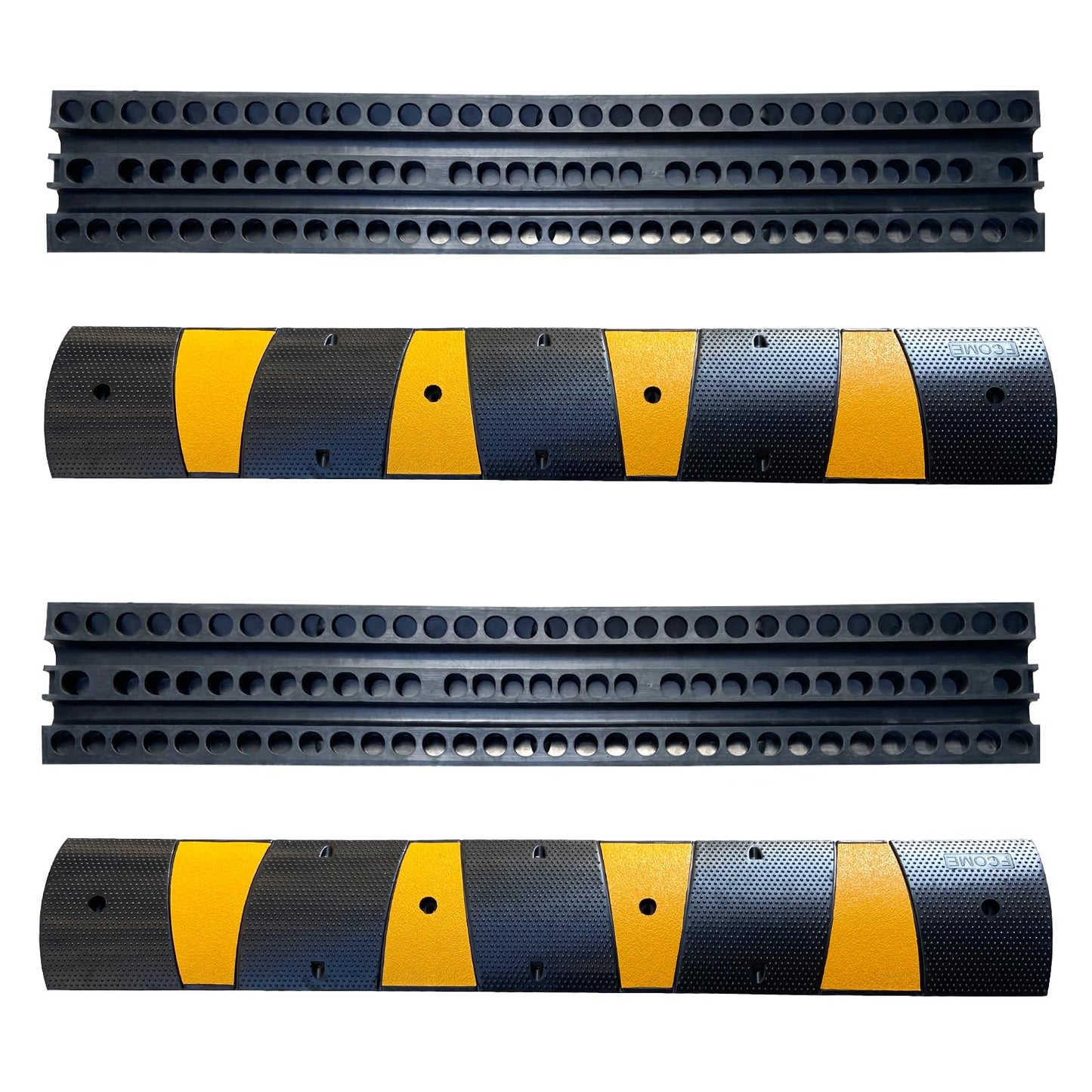 F COME Rubber Speed Bump 6 Feet Rubber Driveway Modular Heavy Duty Speed 72.4 x 12 x 2.4 Inch Cable Protector Ramp for Garage Gravel Roads Asphalt Concrete, 6Ft-Speed Bump (2 pack 6ft speed hump)