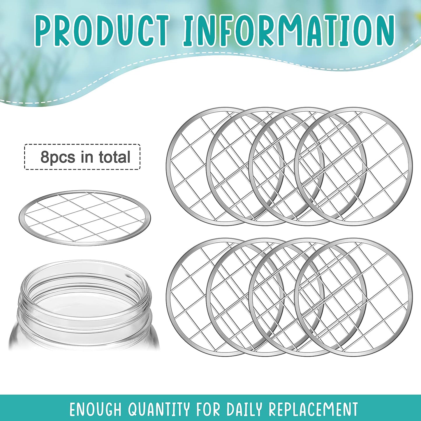 Patelai Mason Jar Frog Lid Insert Metal Flower Organizer Frog Lid Insert with Square Grids for Regular Mouth Mason Canning Jars(12 Pieces)
