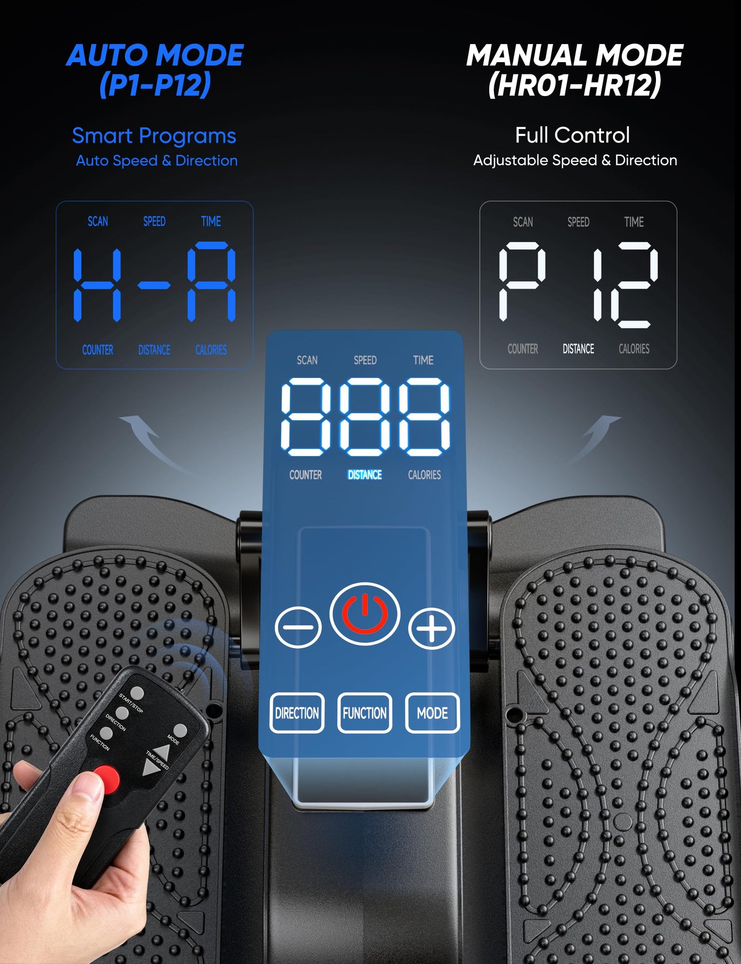 Under Desk Elliptical Machine for Senior, Quiet Motorized Leg Exerciser with Smart Remote, Pedal Exerciser with 12 Adjustable Speeds for Auto/Manual Modes, LCD Monitor, Easy to Use for Home Office