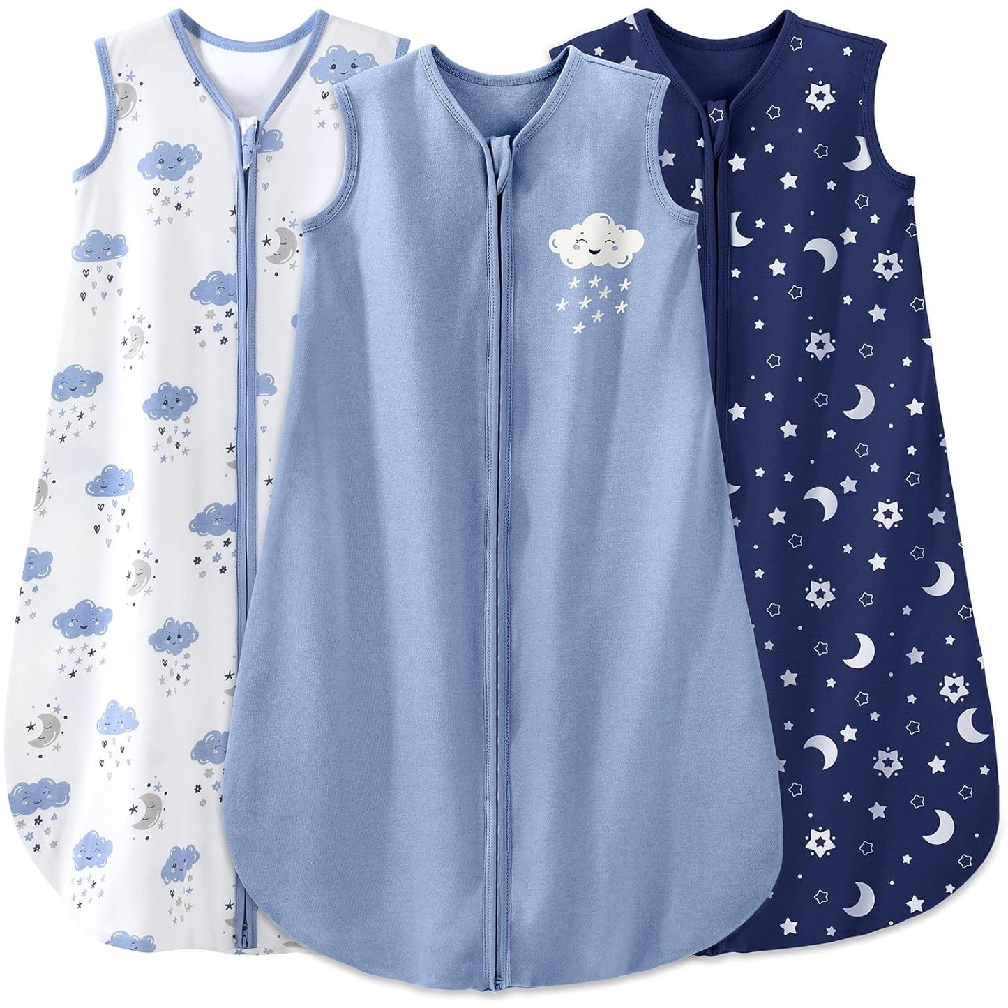 Yoofoss Baby Sleep Sack - 100% Organic Cotton Wearable Blanket | 12-18 Months, 2-Way Zipper, 3 Pack