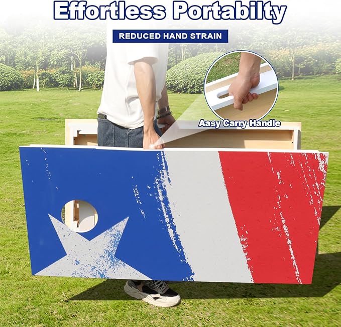 Cornhole Boards Set - Regulation Size 4x2/3x2ft Solid Wood Corn Hole Game Set with 8 Bean Bags and 2 Cornhole Boards - Perfect for Outdoor Game