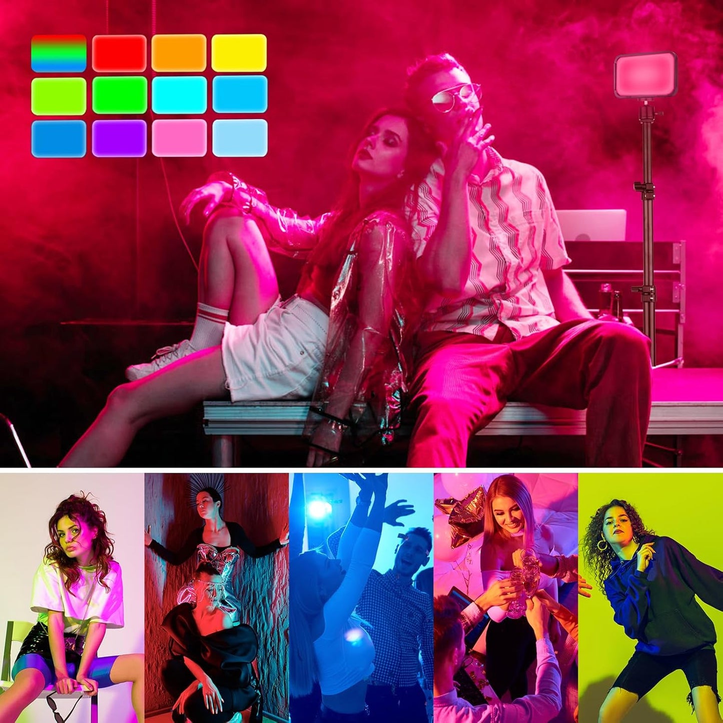 Torjim 16 RGB Photography Video Lighting, Studio Lights with Adjustable Tripod Stand - Color Lighting for Video