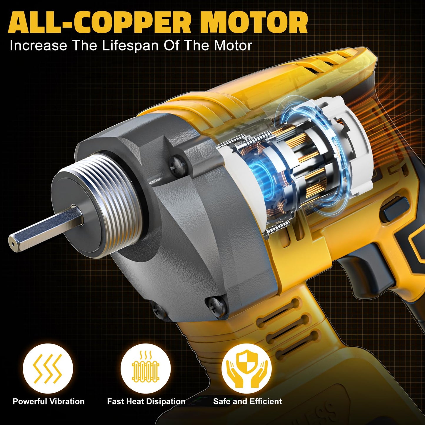 LIVOWALNY Handheld Concrete Vibrating Tool Compatible with Dewalt 20V Battery, 600W 6000RPM Cordless Electric Concrete Vibrator with 3.8ft Shaft Rod for Remove Air Bubble, Tool Only No Battery