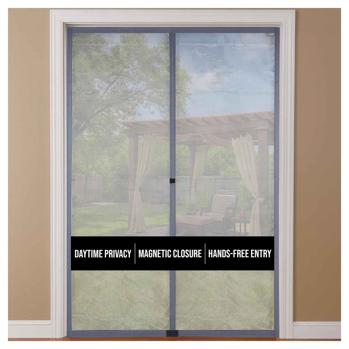 Privacy Magnetic Screen Door 36 x 82 Inch – Grey Heavy-Duty Mesh with Strong Magnets & Windproof Strips, Hands-Free Closure, Daytime Privacy, Pet & Kid Friendly, Easy Install for Front, Patio, Balcony