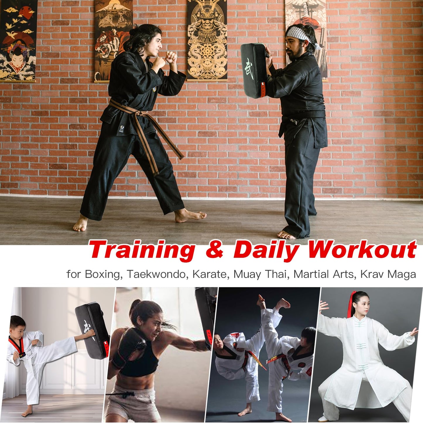 CYFIE Boxing Equipment Kids, Kicking Shields Pads Training Gloves Punching Mitts for Karate, Muay Thai, Taekwondo, Martial Arts Home Gym Workout, Karate Kick Pads for Toddler, Youth, Women (Black)