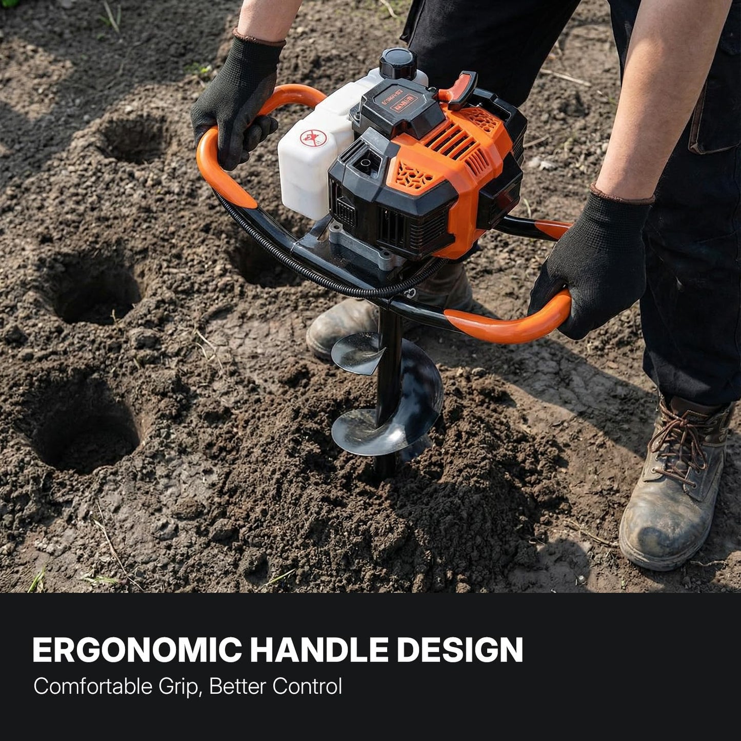 WORKIT 43CC Post Hole Digger, Auger Post Hole Digger Easy Start, 2-Cycle Xtreme Engine, Gas Powered Earth Auger with 8" Auger Drill Bit, 20" Extension Rods, EPA Certification, for Farmland, Garden