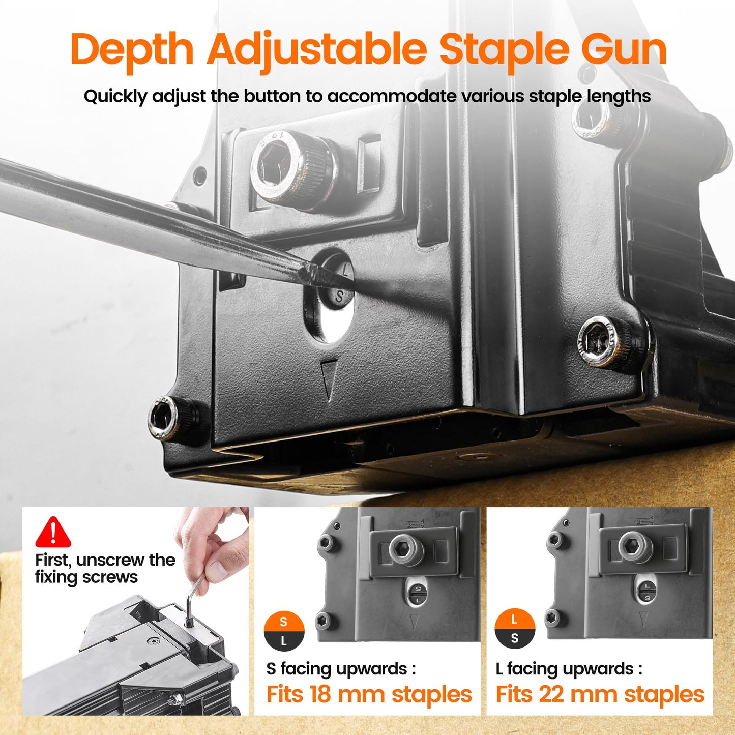 meite ADCS-22 Box Stapler 16 Gauge Carton Closing Stapler Heavy Duty Pneumatic Cardboard Staple Gun for Corrugated Case Packaging, Accepts 1-3/8" Crown 3/4"-7/8" Leg Carton Staples