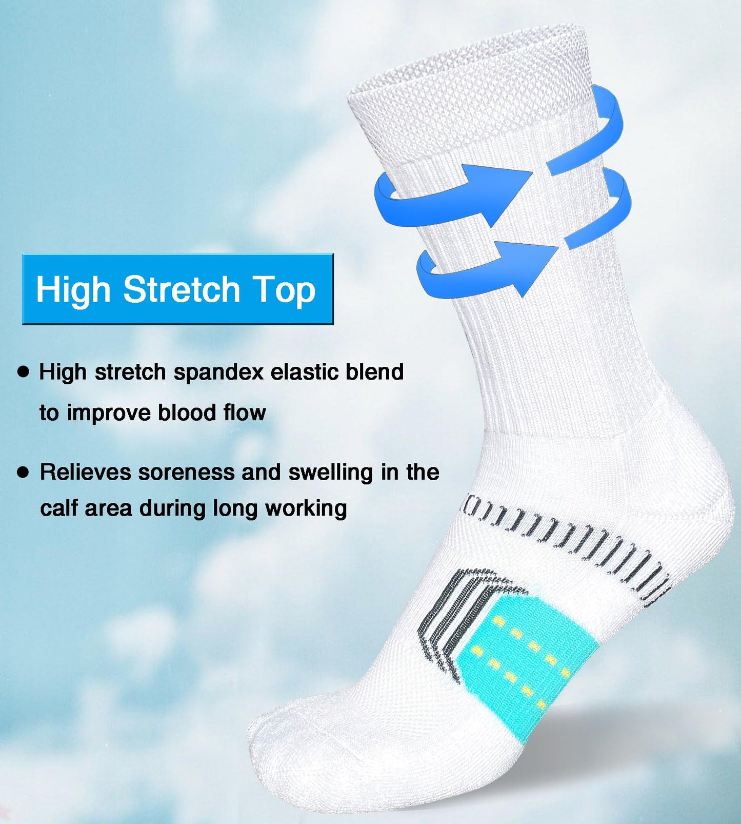 suaskk Womens Cushioned Athletic Running Crew Socks, Breathable Wicking Comfort Hiking Sock 5 Pairs