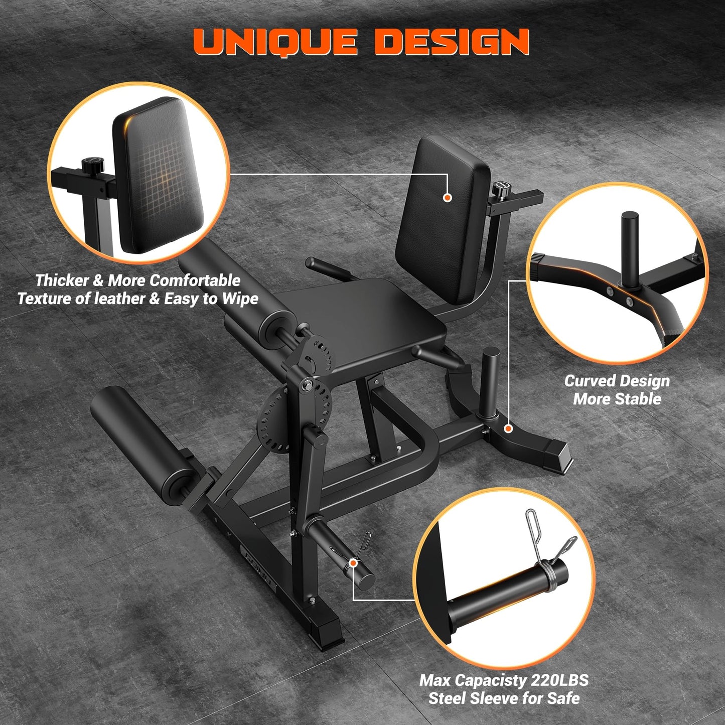 Leg Extension and Curl Machine, GOIMU 4 in 1 Lower Body Workout Machine, Adjustable Leg Curl Machine with Plate Loaded, Leg Extension Machine with Exercise Bench, Home Gym Weight Machine