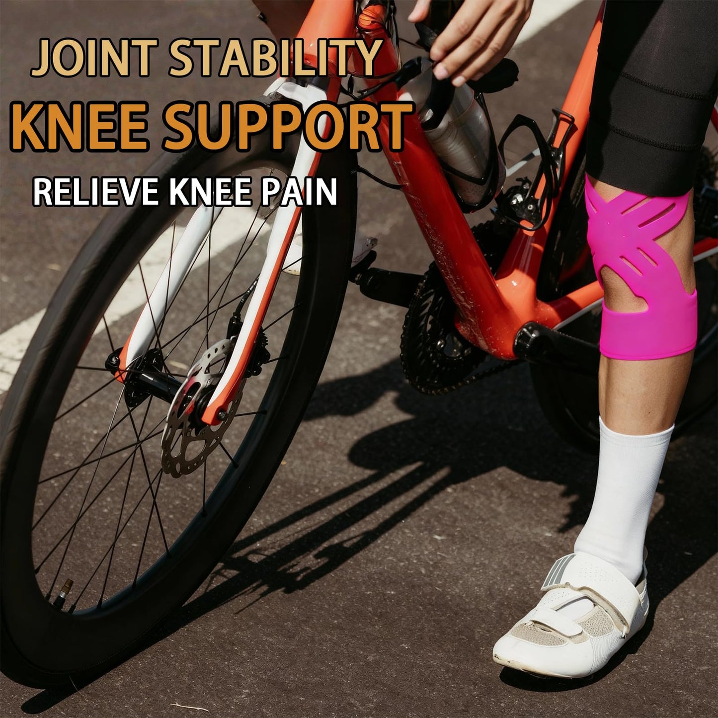 IEADEN Precut Kinesiology Tape for Knees, 10 Pcs, Upgraded, Knee Support & Stability, Knee Pain Relief Athletic Tape - Waterproof & Elastic, Breathable Hypoallergenic Latex-Free Tape, Pink