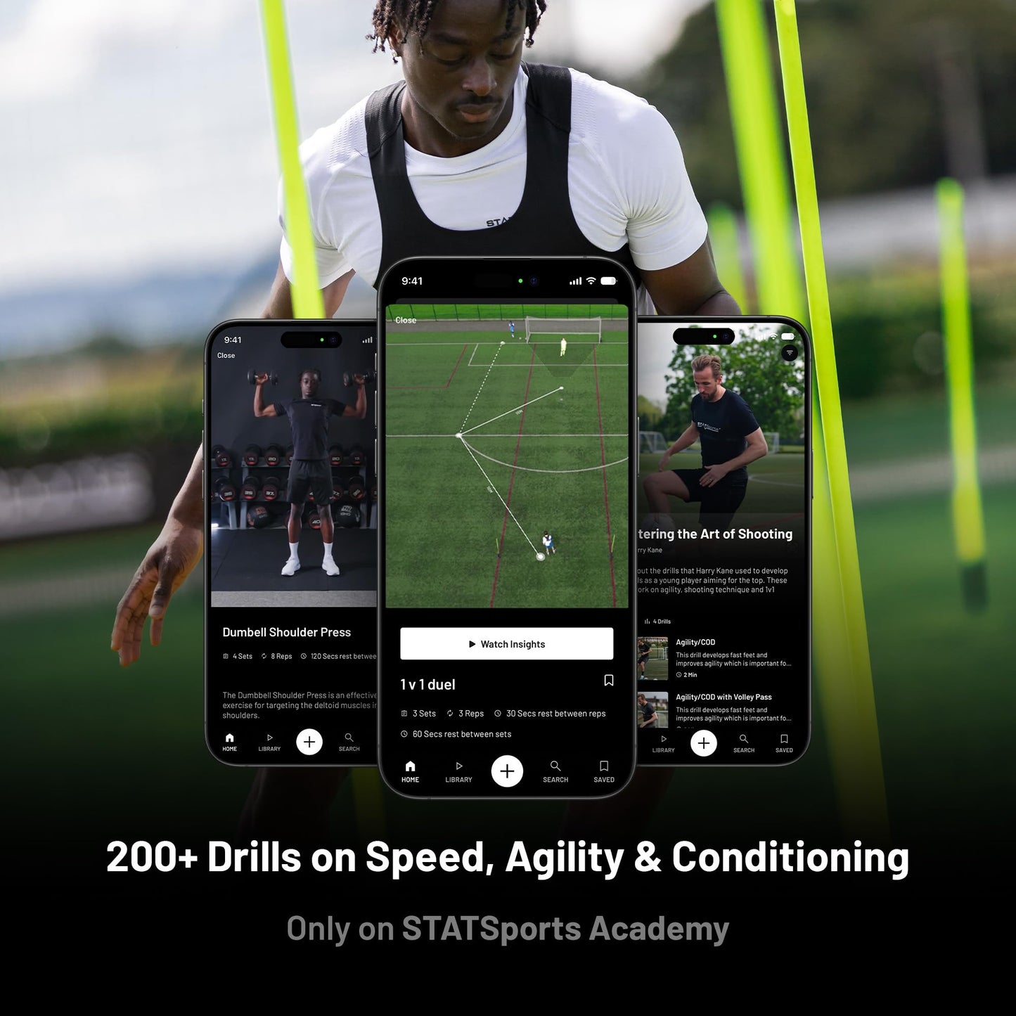 STATSports Academy GPS Soccer Tracker Vest - Advanced All-in-One Sports Tracker with Drills, Coaching & Nutrition - Tracks 24 Key Metrics - Football GPS Vest Used by Pro Players & Teams, Youth L