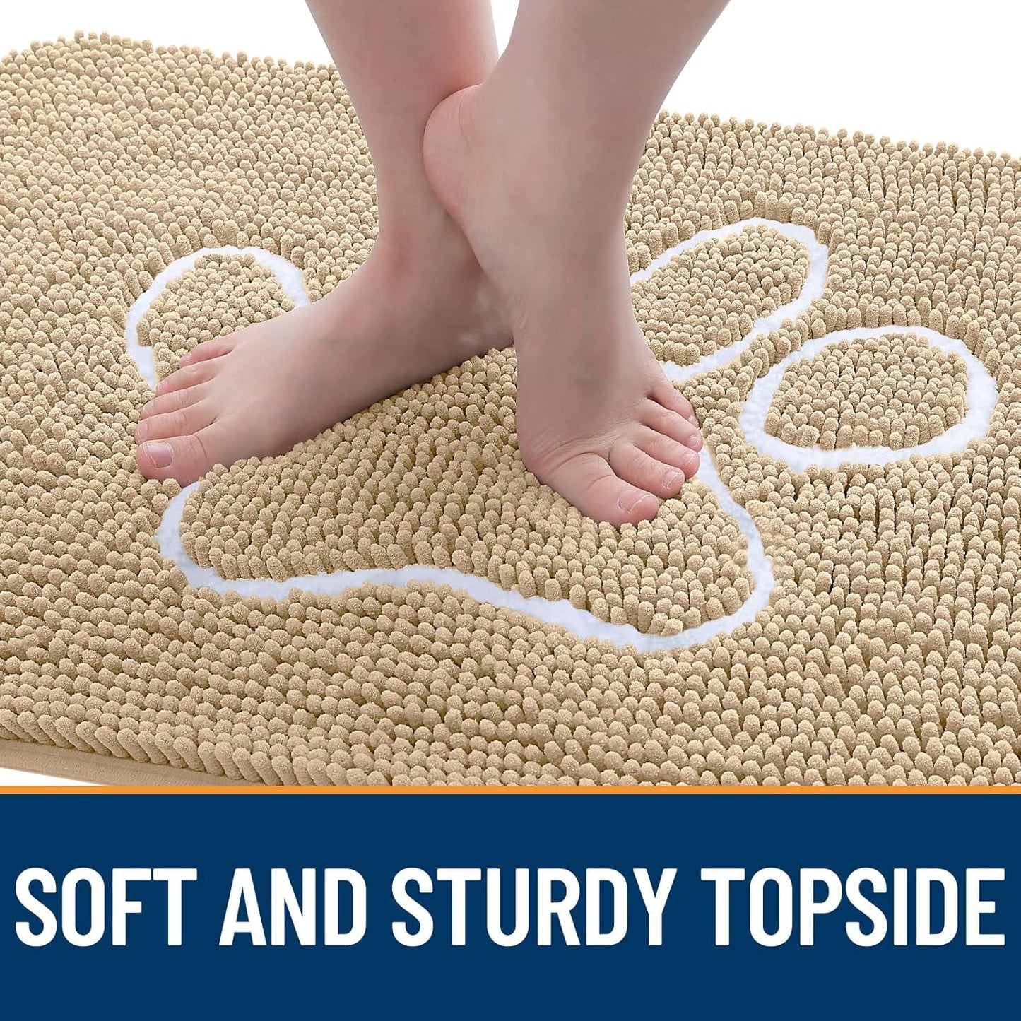 OLANLY Dog Door Mat - Absorbent Non-Slip Mud Mat for Muddy Paws | 47x24 Paw Print Design, Quick Dry Beige