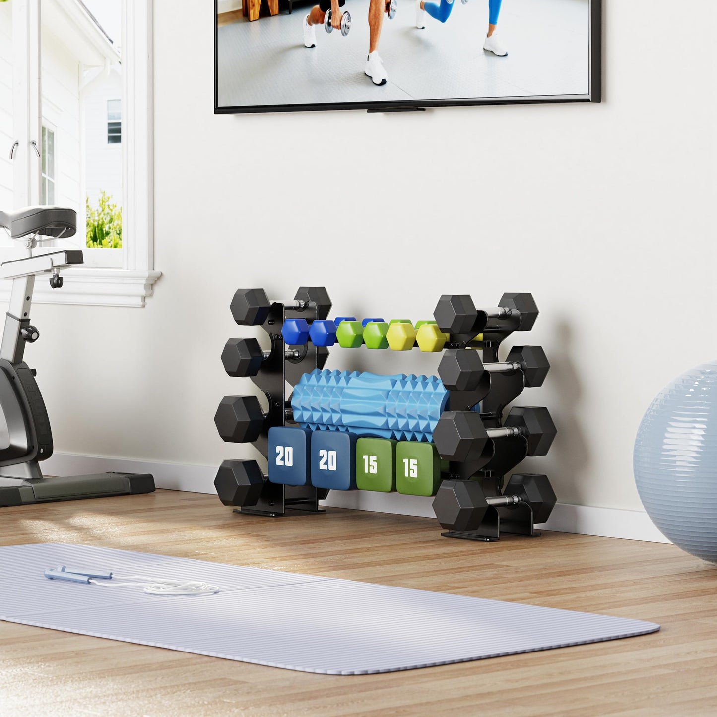 4-Tier Dumbbell Rack Stand for Home Gym: Rack Only Holder for Dumbbells, Free Weights, 400LB Capacity Heavy-Duty Compact Storage Organizer