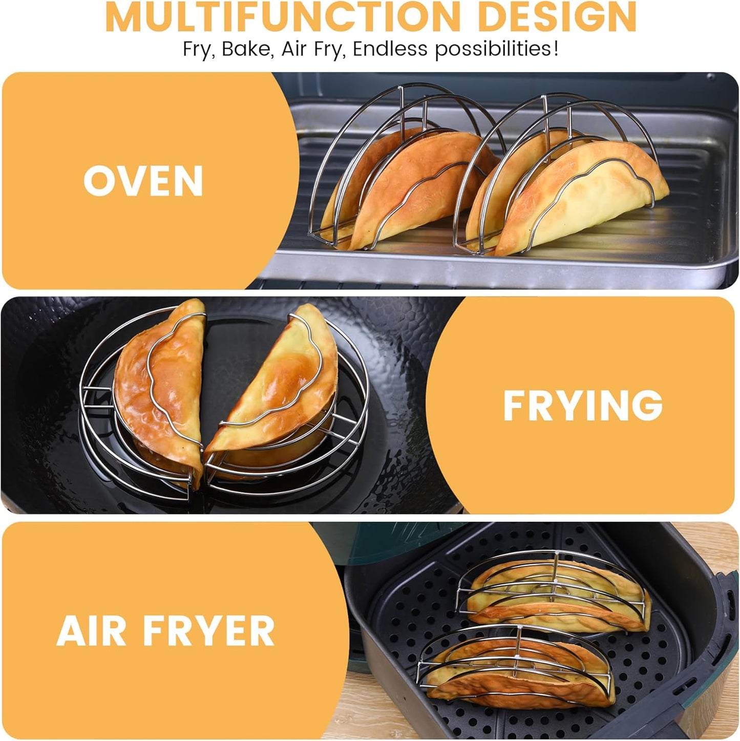 Skiennix Taco Shell Stand Mold - Stainless Steel Holder for Crispy Flat-Bottom Tacos | Ideal for Baking & Frying