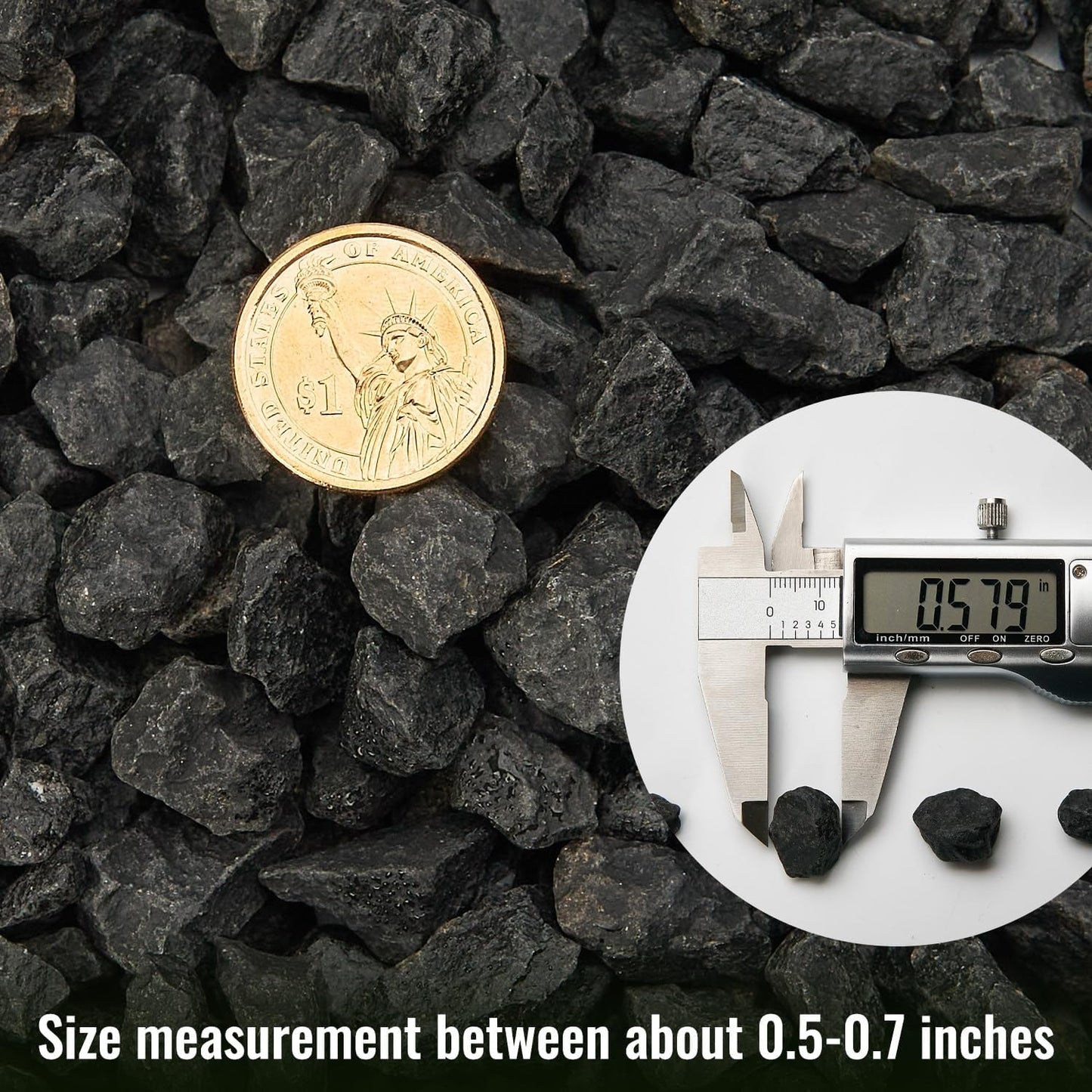 NUPICK 10 Pound Gravel Rocks, 0.5-0.7 Inches Polished Pebbles for Plants, Fish Tank, Clear Vase and More, Natural Black Stones