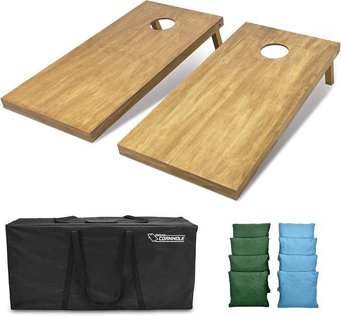 GoSports 4 ft x 2 ft Regulation Size Wooden Cornhole Boards Set - Includes Carrying Case - Full Regulation Size Bean Bag Toss Boards