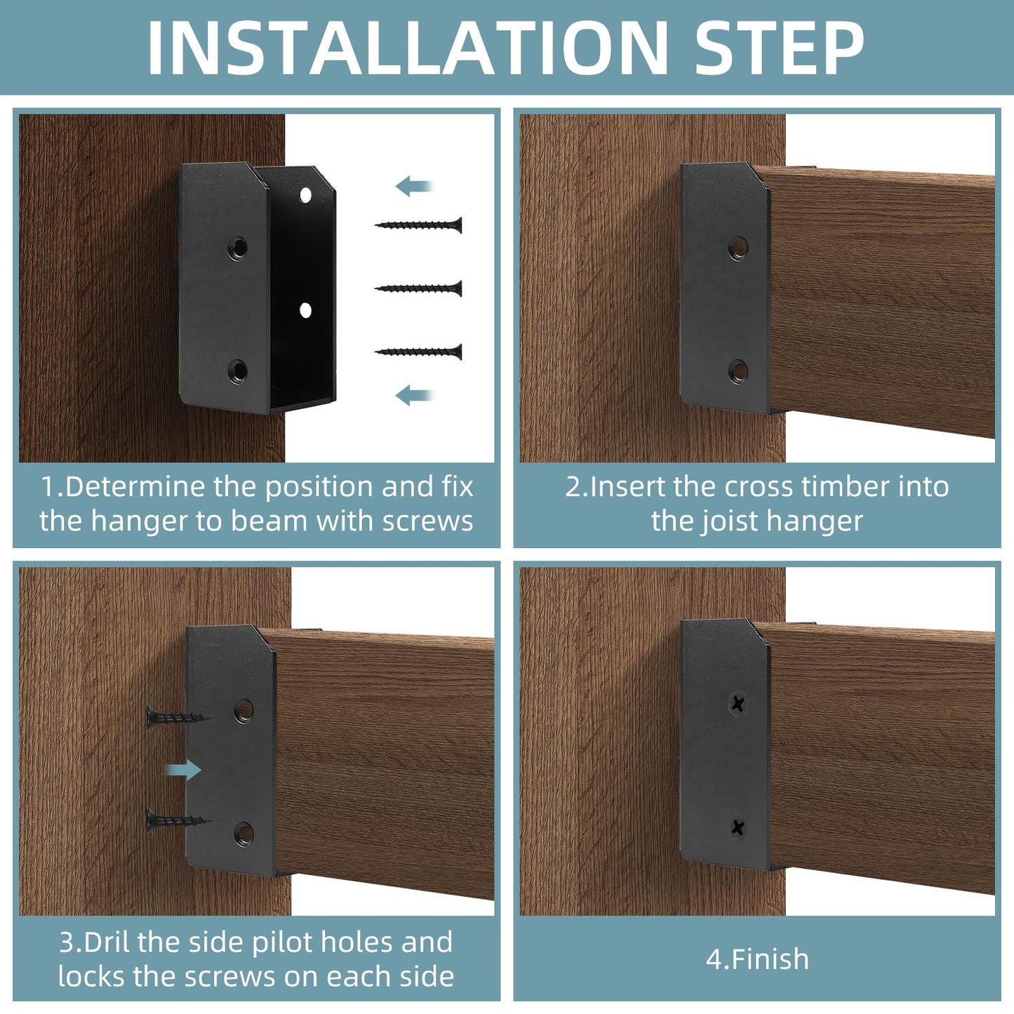 Rasugarlary Deck Railing Brackets Connectors, 2x4 Brackets (Actual 1.5"x3.5") for Fence Railing Handrail Stair Wood Lumber Post with Screws, Black(Parallel,32 Pcs)
