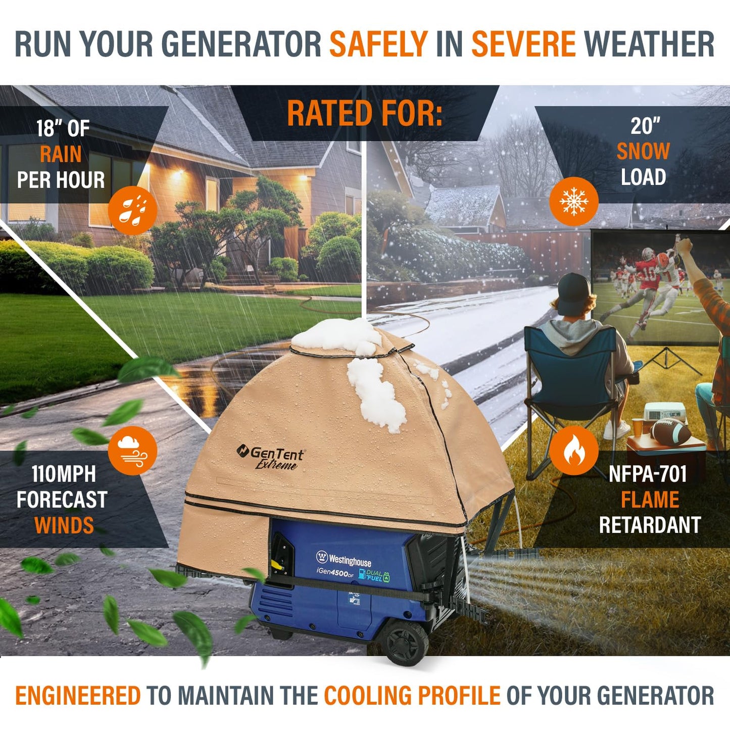 GenTent Inverter Running Cover – Generator Tent for Fully Encased Inverters (Tan, Original - Extreme)