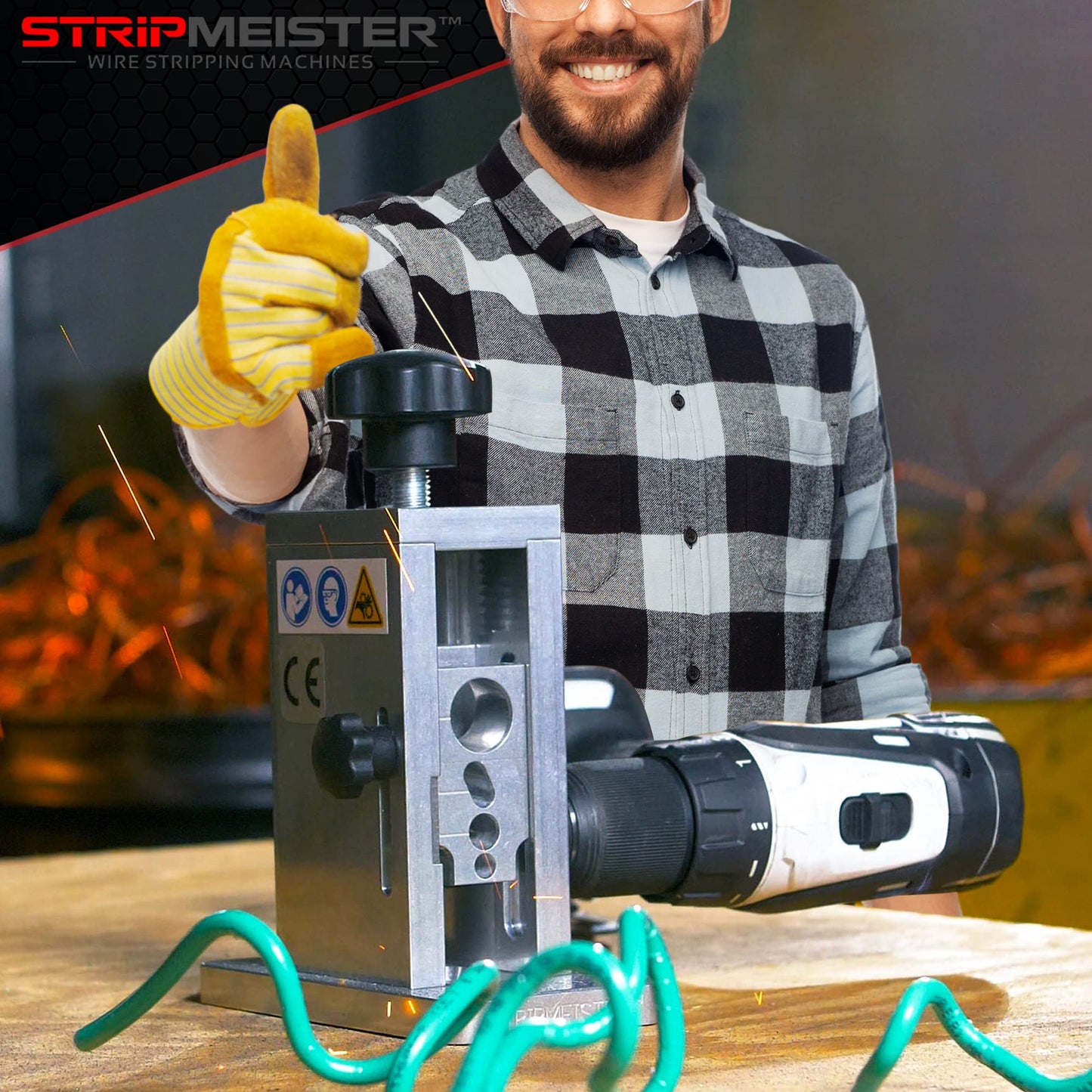 StripMeister Original Wire Stripping Machine & E250 Blade Replacement Kit - Drill Powered Stripper Tool, Made Easy (Bundle)