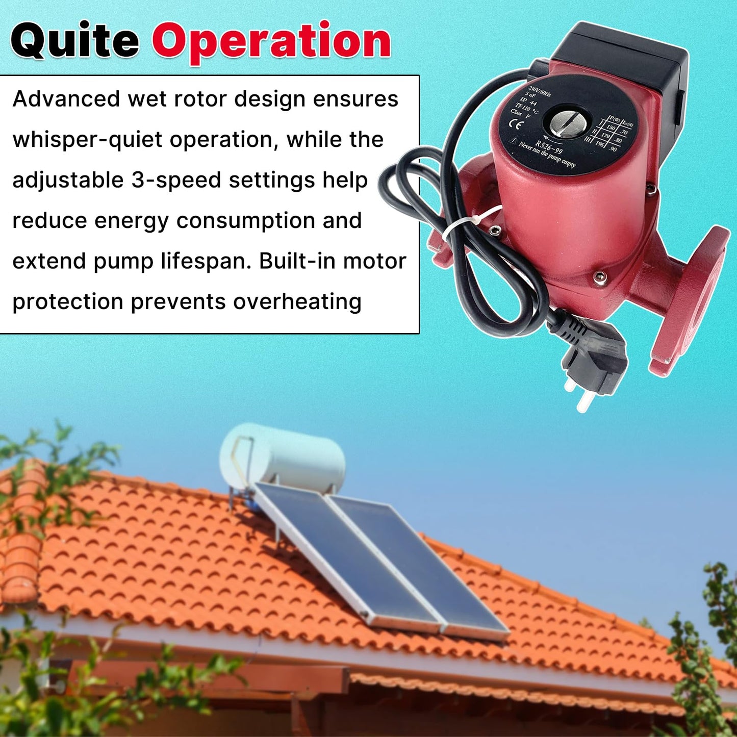 UPS26-99SFC Circulator Pump 230V 1/6 HP 3-Speed Hot Water Recirculating Pump Compatible with G-rundfos Flanged Hydronic Heating Pump Replace 98961765