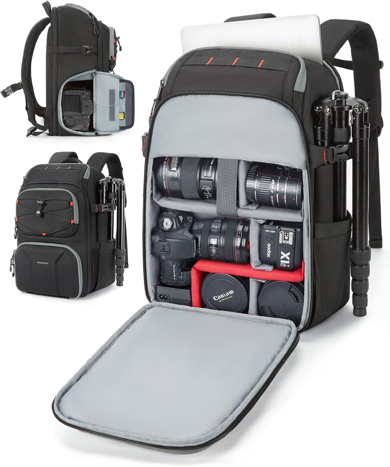 15.6" BAGSMART Camera Bag for Photographers, Professional Camera Bag Fits up to Laptop, DSLR/Drones/Tripod Camera Case