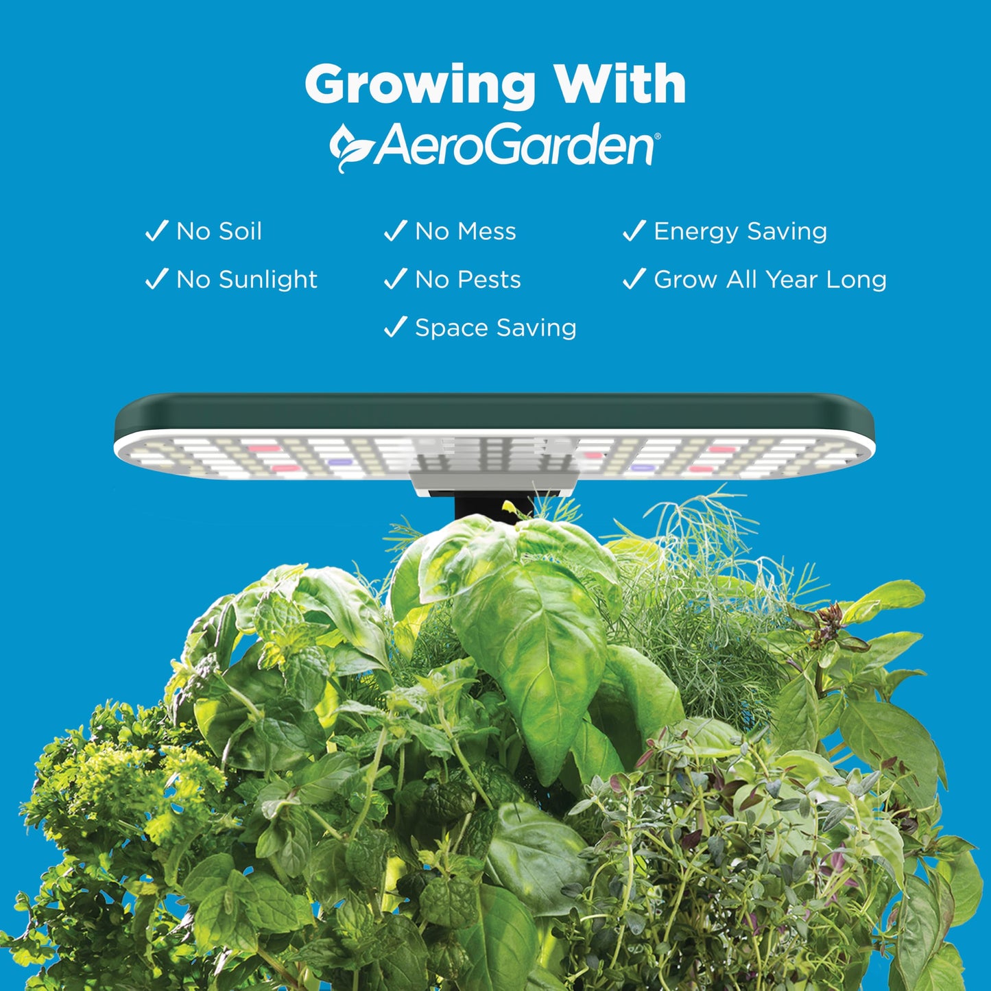 AeroGarden Harvest Lite in Green, Soil-Free Indoor Hydroponic Garden with LED Grow Light for Year-Round Gardening of up to 6 Herbs and Vegetables