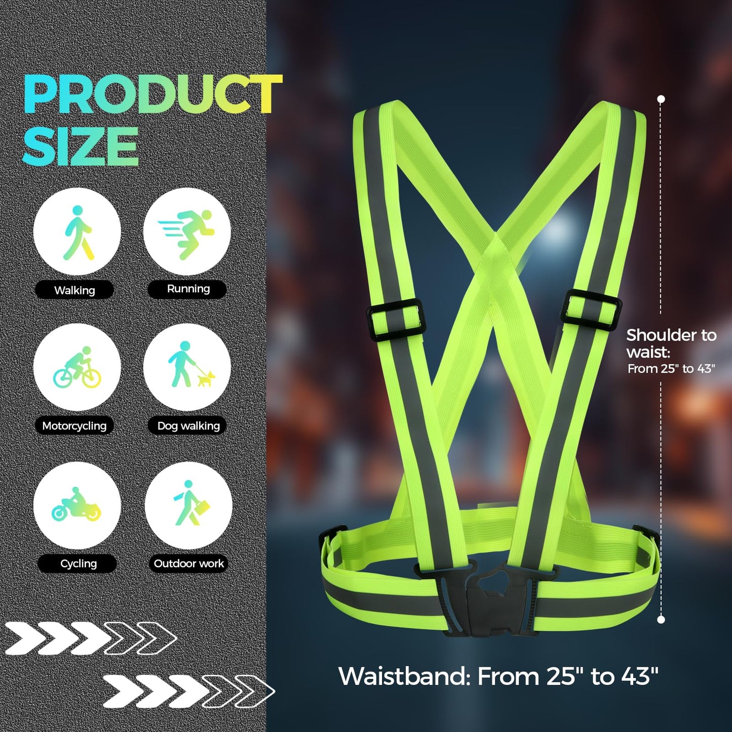 DJZZ 30 Pcs Reflective Vest High Visibility Safety Vests Visibility Reflector Straps for Running Walking Construction