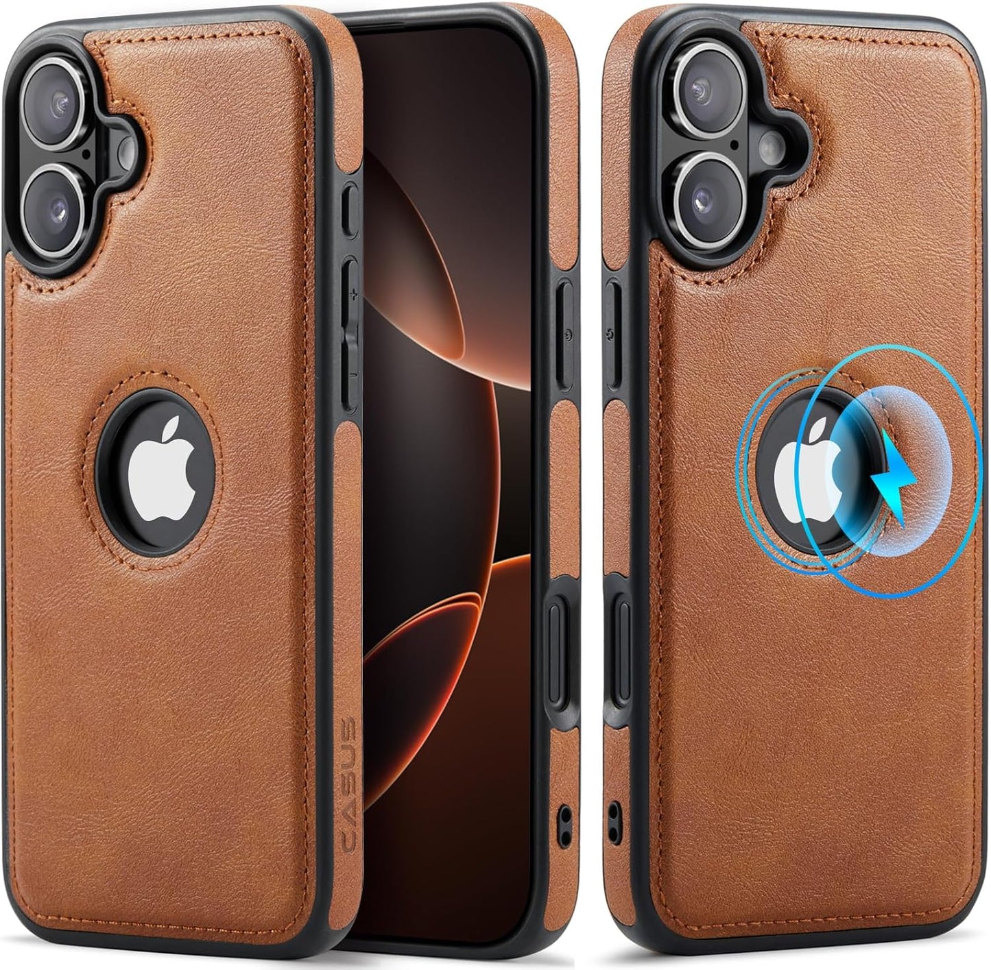 C Casus 17, 6.3 (2025) Casus Magnetic Leather Case for iPhone MagSafe Compatible, Business Classic Style, Shockproof