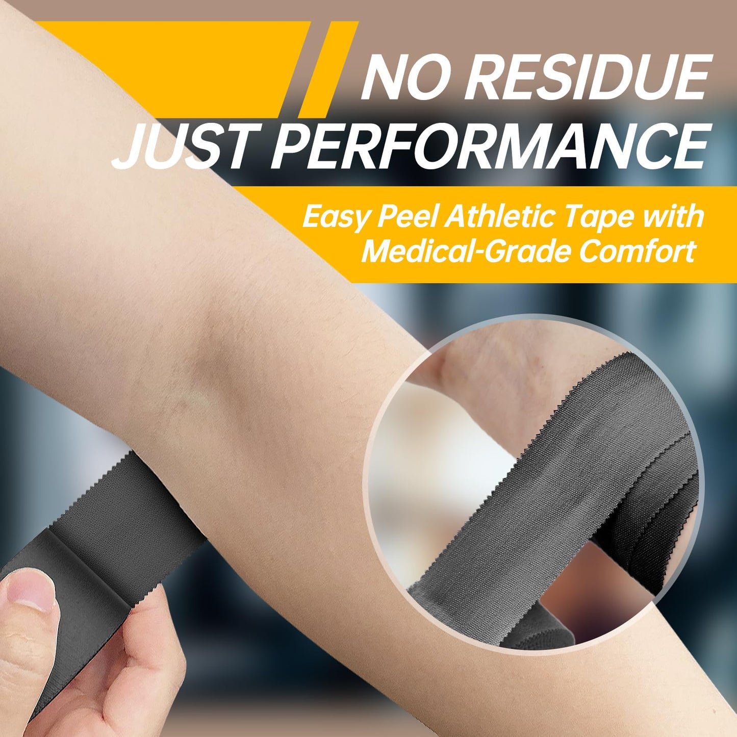 Dimora Athletic Tape, Easy Tear Sports Tape with Serrated Edges, Strong Adhesion, No Residue, Ideal for Gymnastics, Boxing, Lacrosse, Hockey and First Aid (Black, 1.5 in x 45 ft, Pack of 4)
