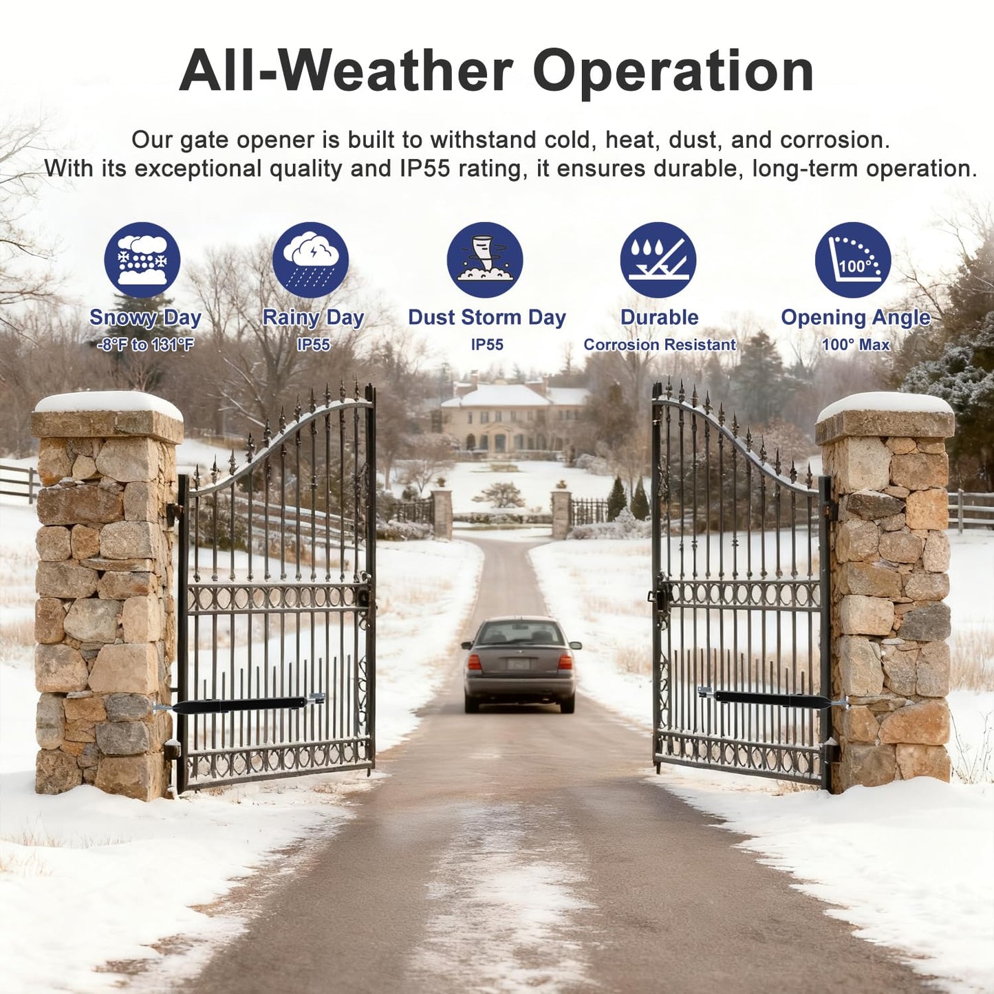 Automatic Gate Opener for Single Swing Gates up to 660lb 16ft, Heavy Duty Electric Opener Kit for Driveway Home Garden, Long-Range Remote Controls Included - Model C025-340