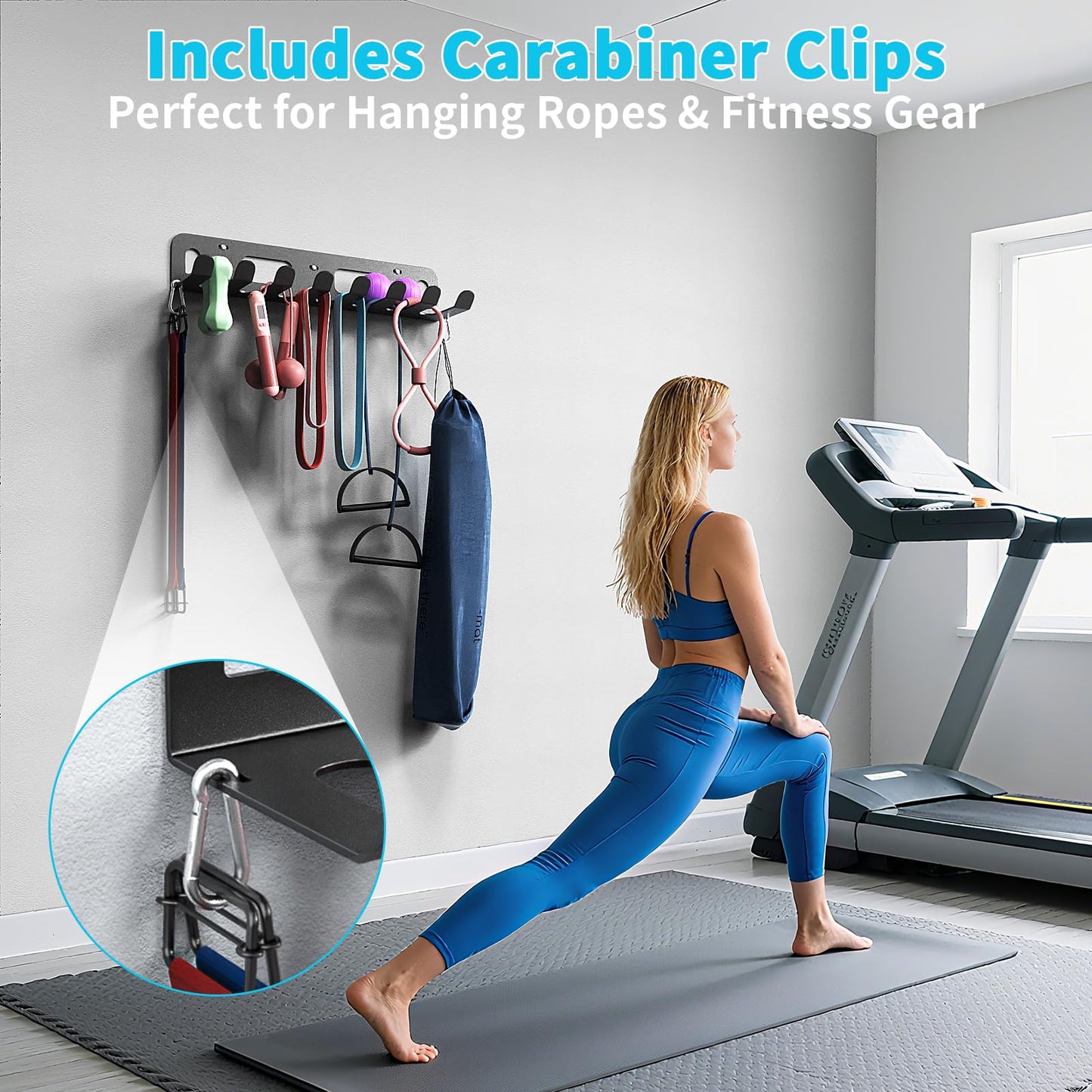 KHAMAL Multi-Purpose Gym Equipment Storage Rack for Resistance Bands - Gym Wall Storage for Exercise Bands, Yoga mat, Jump Ropes, Weight Belts, Straps, Hula Hoop