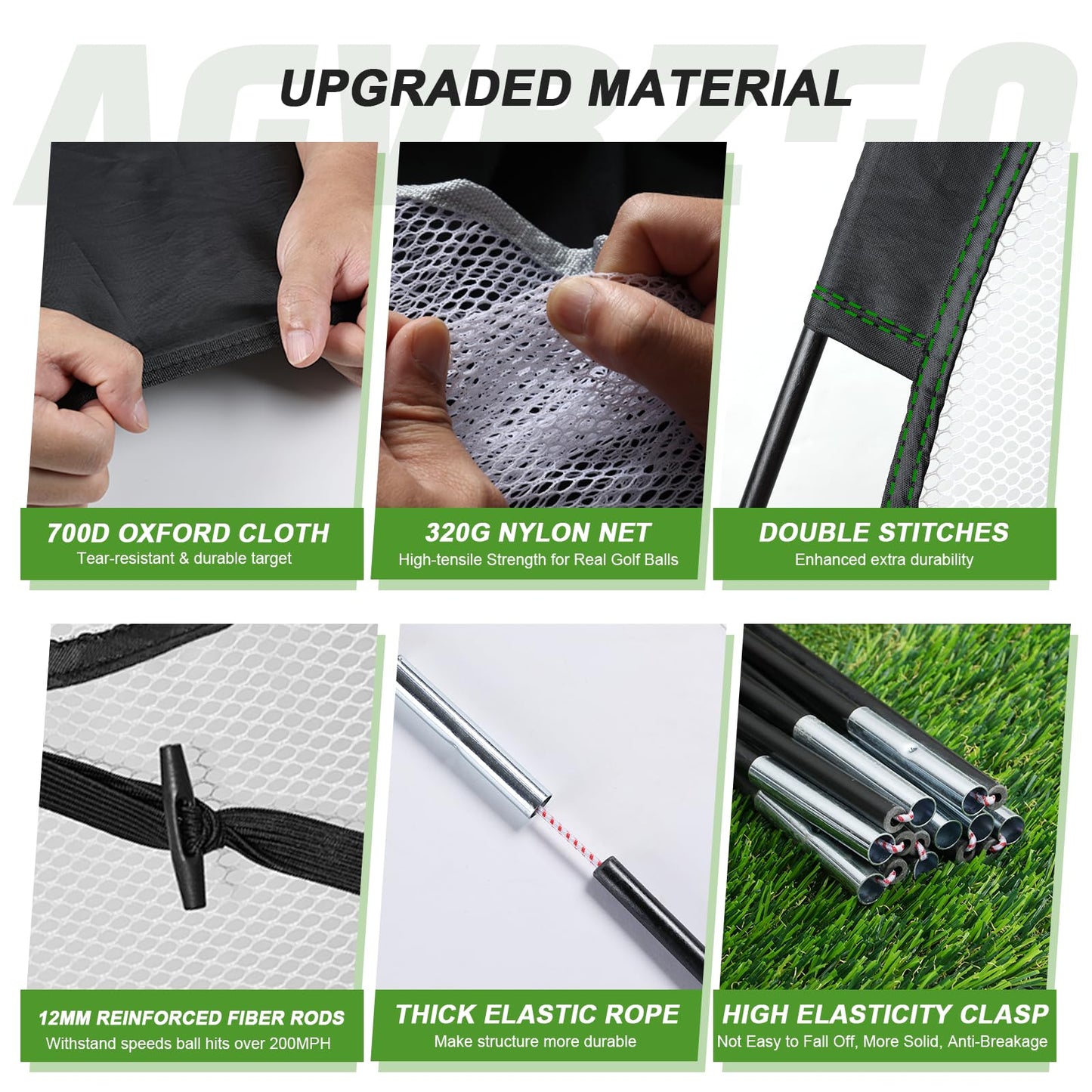 10x7FT Golf Net with Tri-Turf Mat, Indoor Outdoor Golf Hitting Net for Backyard Driving Chipping Training Swing, Ideal Golf Gifts for Men, Dad, Golfer