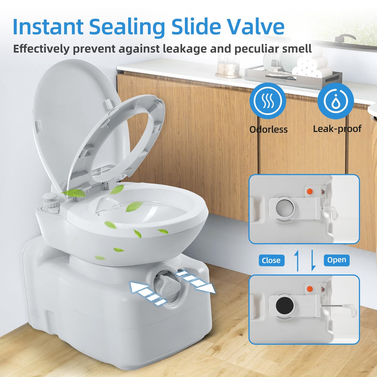 YITAHOME 3.2 Gallon Cassette Toilet, RV Toilet with 360° Rotating Toilet Bowl, T-type Water Outlet, Level Indicator, 5.8 Gallon Sewage Tank with Wheels, Handle, Rotating Spout for RV Boats Mobile Home